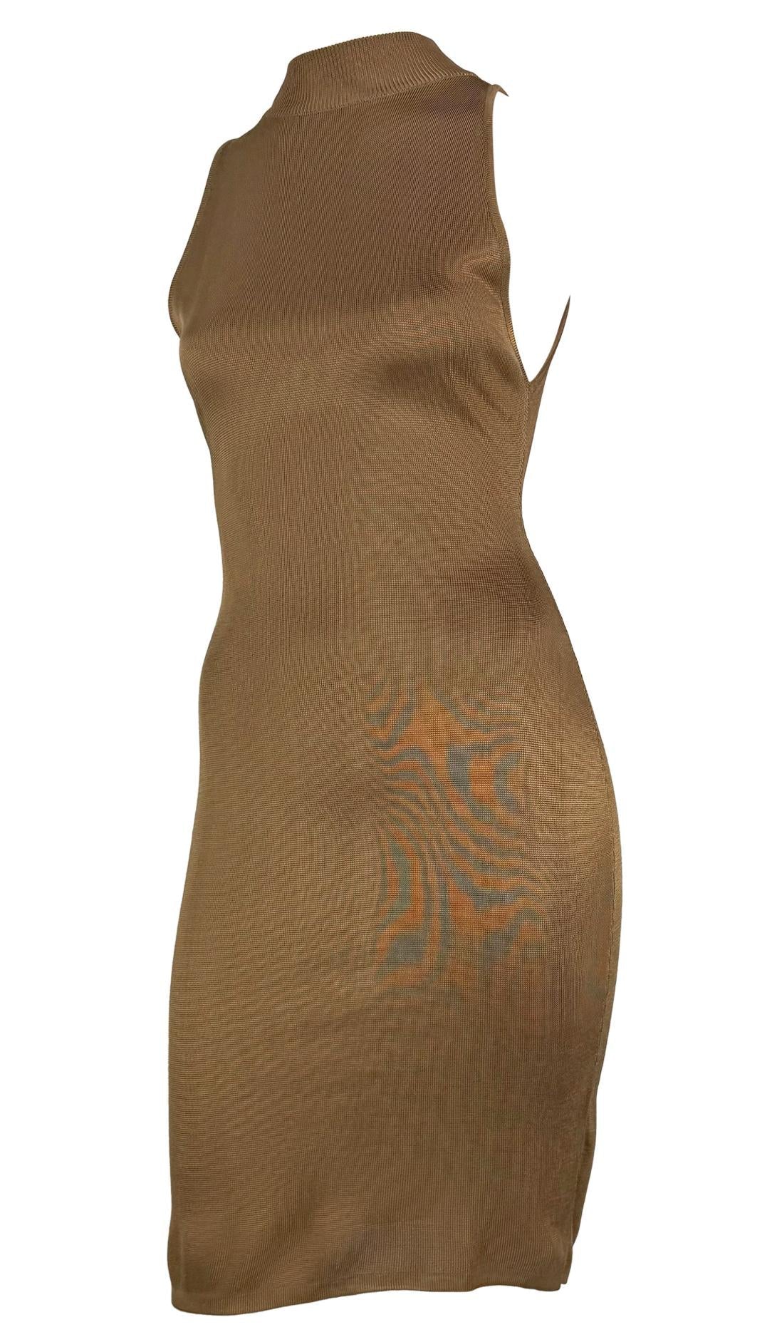 S/S 1986 Azzedine Alaïa Runway Shiny Copper Tone Sleeveless Bodycon Dress - RealList