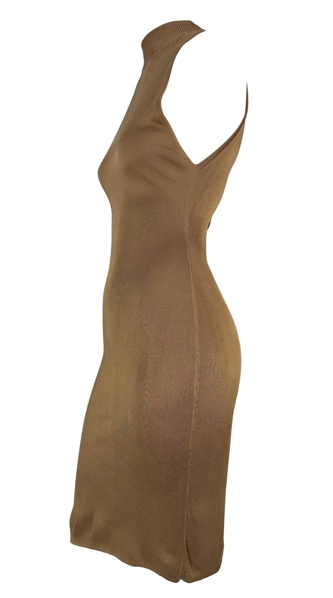 S/S 1986 Azzedine Alaïa Runway Shiny Copper Tone Sleeveless Bodycon Dress - RealList