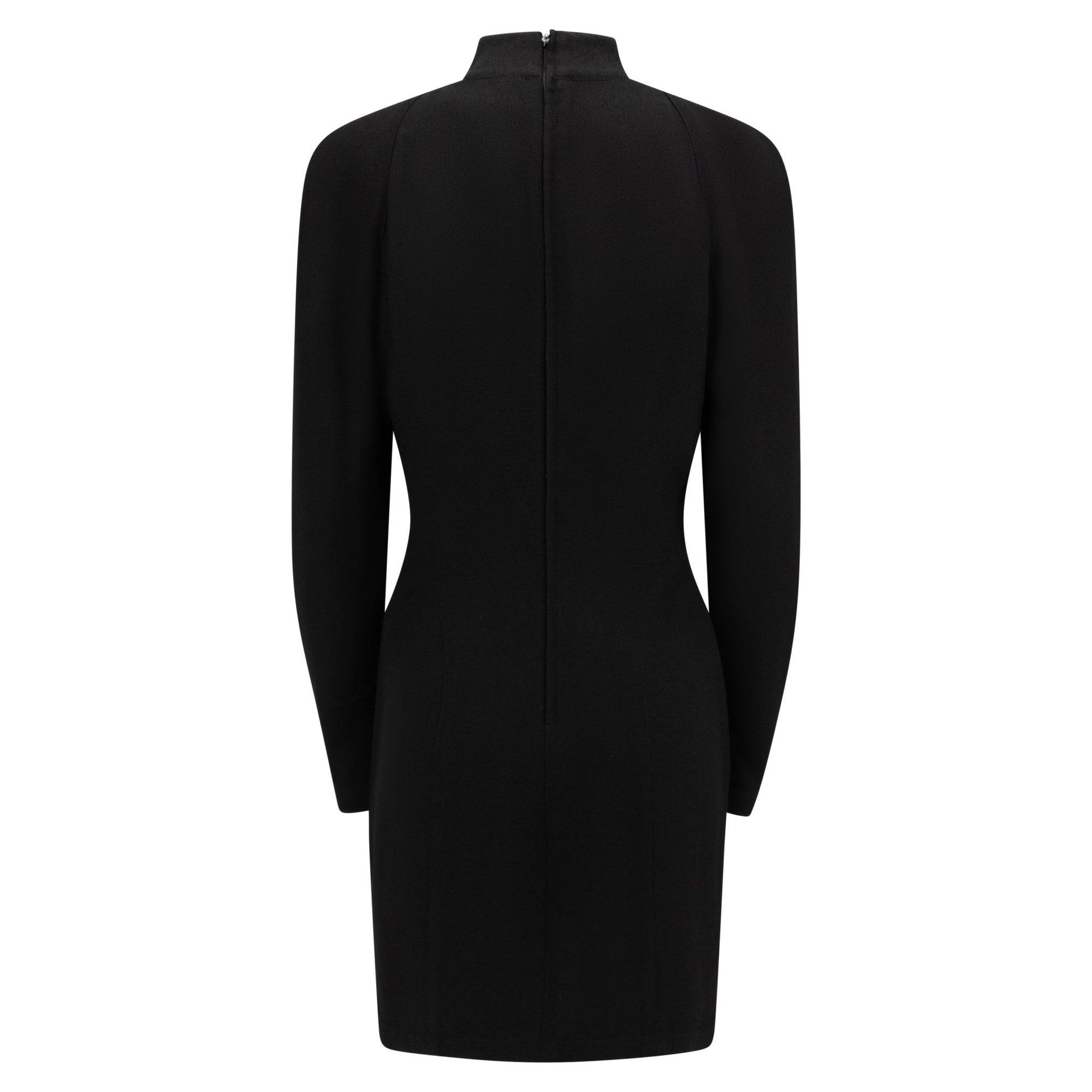 S/S 1988 Thierry Mugler Documented Sheer Black Bust Long Sleeve Mini Dress - RealList