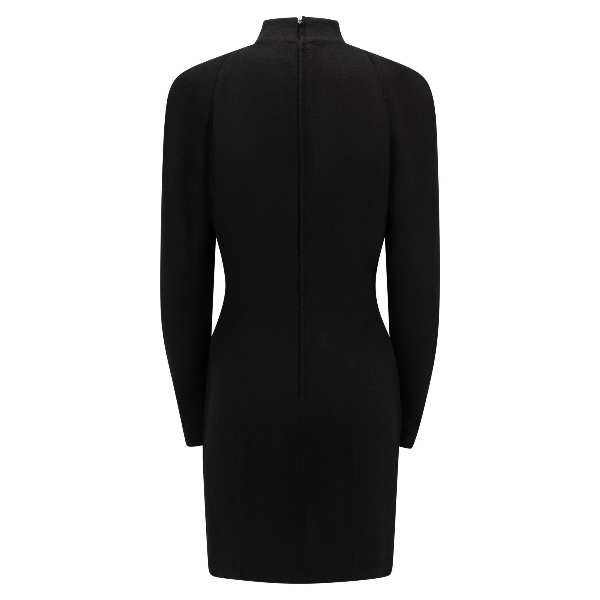 S/S 1988 Thierry Mugler Documented Sheer Black Bust Long Sleeve Mini Dress - RealList