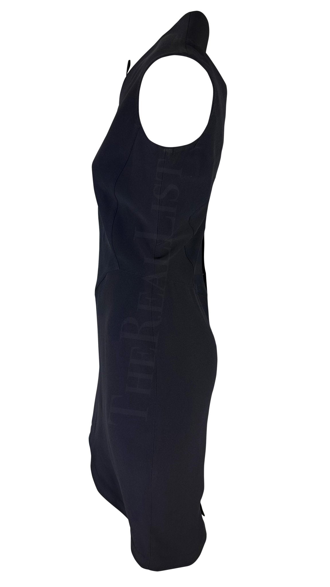 S/S 1988 Thierry Mugler Runway Ad Asymmetric Sculptural Navy Snap Dress - RealList