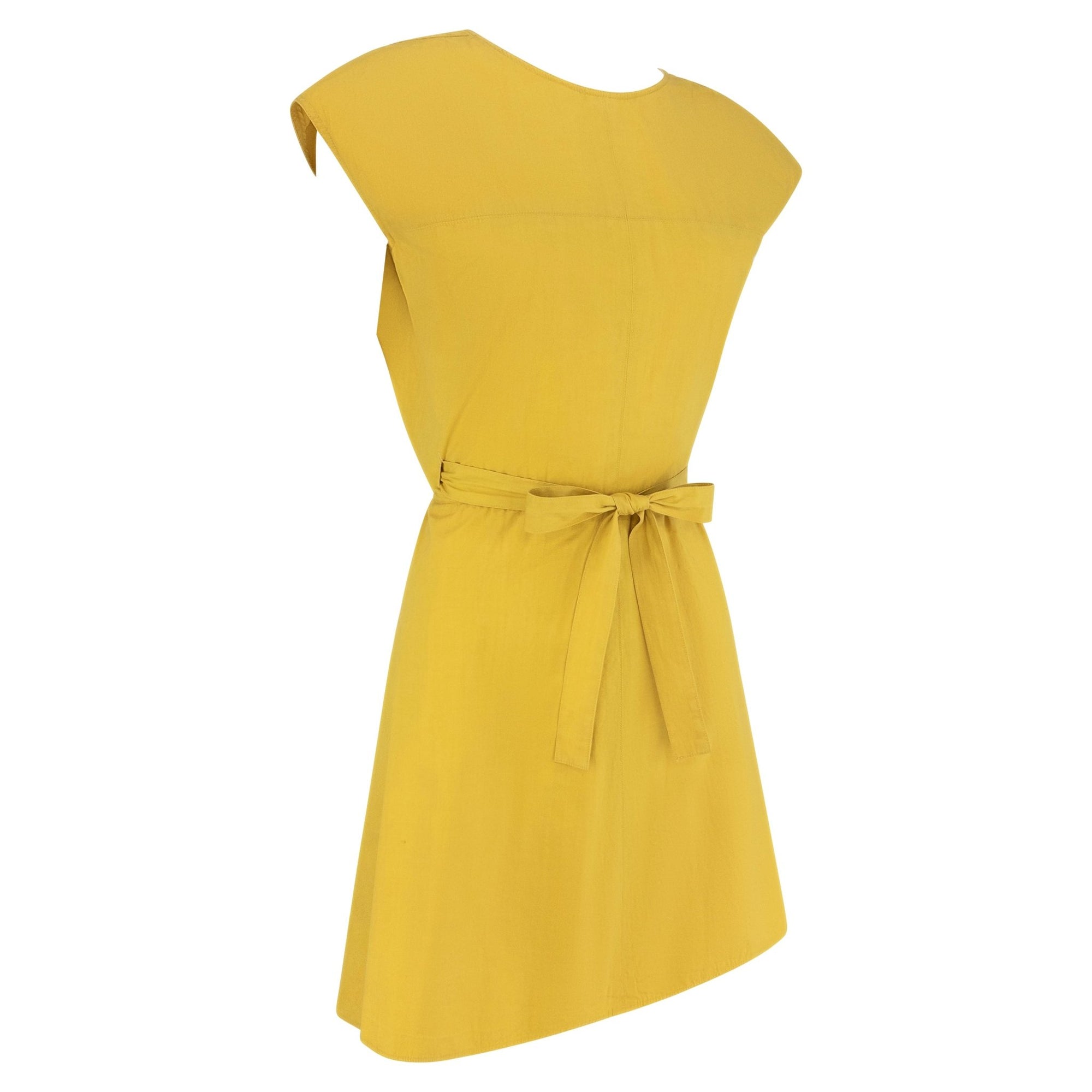 S/S 1989 Azzedine Alaïa Marigold Yellow Cotton Sleeveless Wrap Mini Dress - RealList