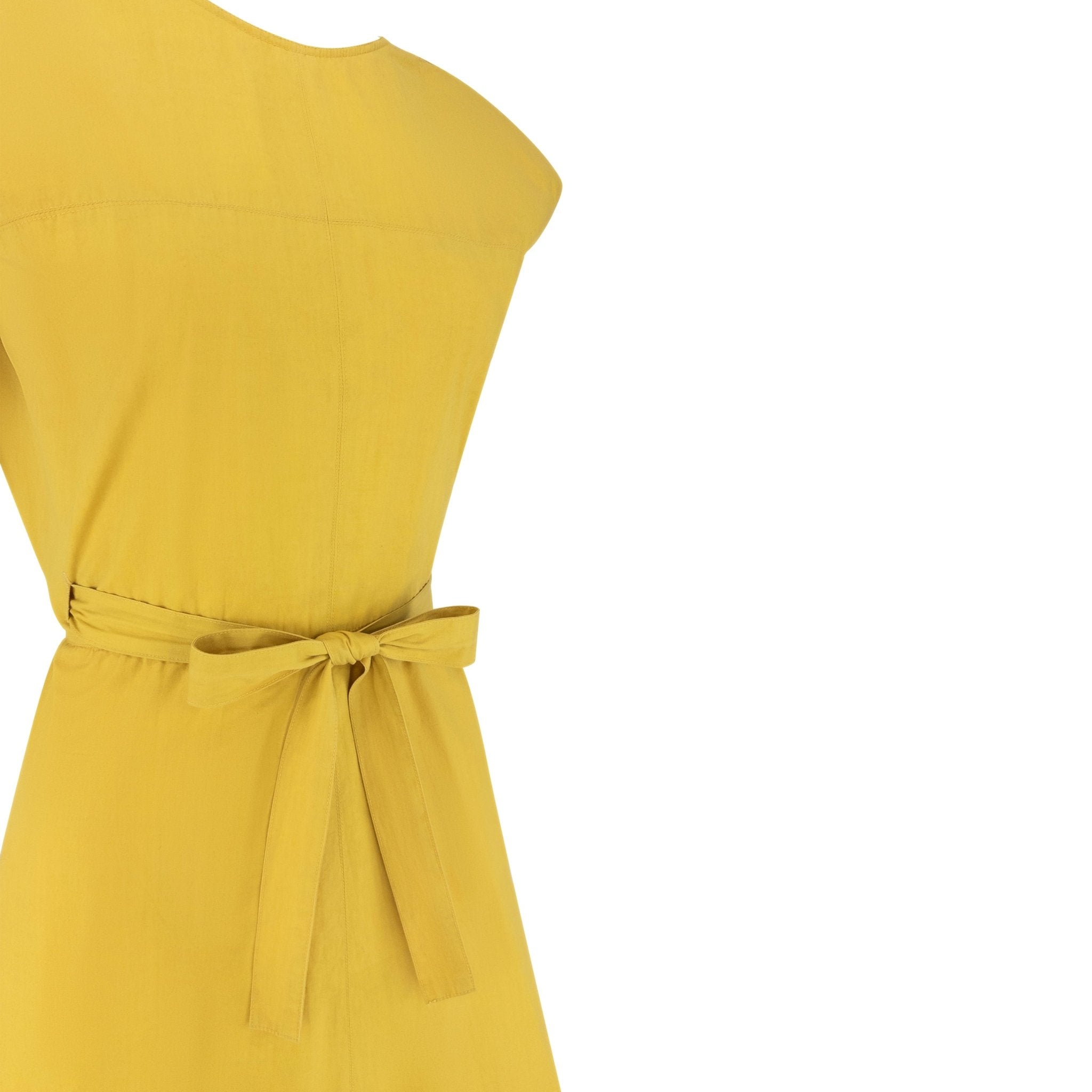 S/S 1989 Azzedine Alaïa Marigold Yellow Cotton Sleeveless Wrap Mini Dress - RealList