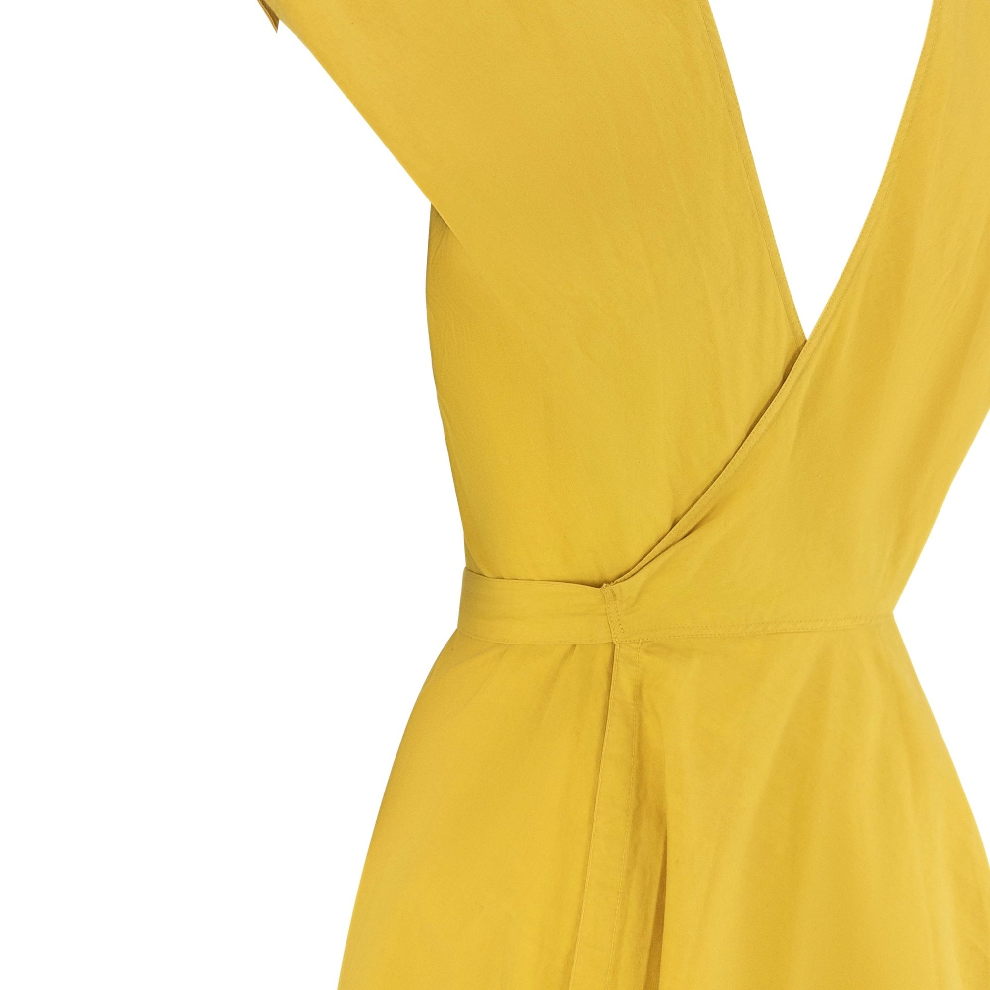 S/S 1989 Azzedine Alaïa Marigold Yellow Cotton Sleeveless Wrap Mini Dress - RealList