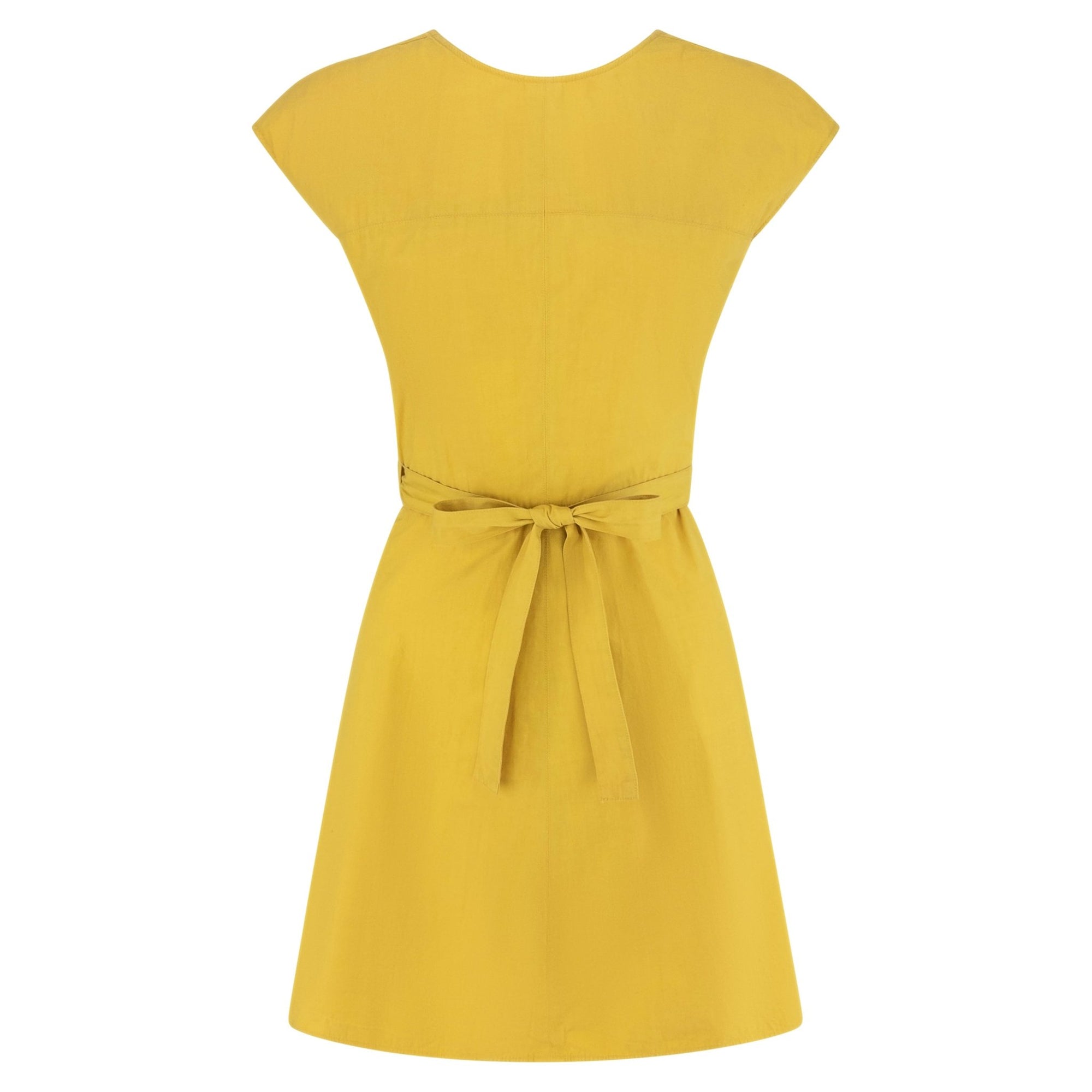 S/S 1989 Azzedine Alaïa Marigold Yellow Cotton Sleeveless Wrap Mini Dress - RealList