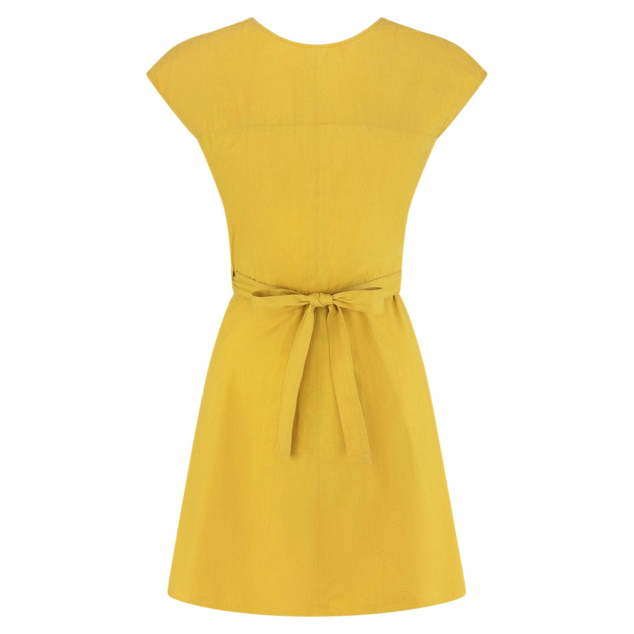 S/S 1989 Azzedine Alaïa Marigold Yellow Cotton Sleeveless Wrap Mini Dress - RealList