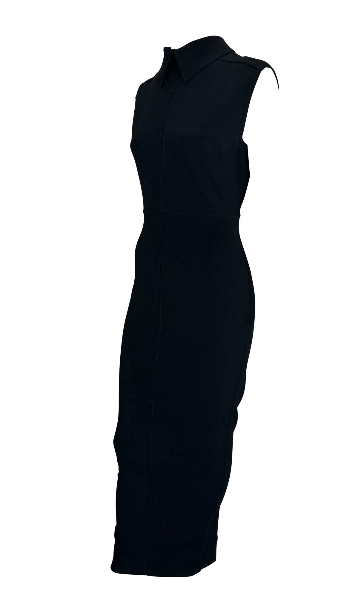 S/S 1989 Azzedine Alaïa Runway Black Cutout Collar Knit Bodycon Stretch Dress - RealList
