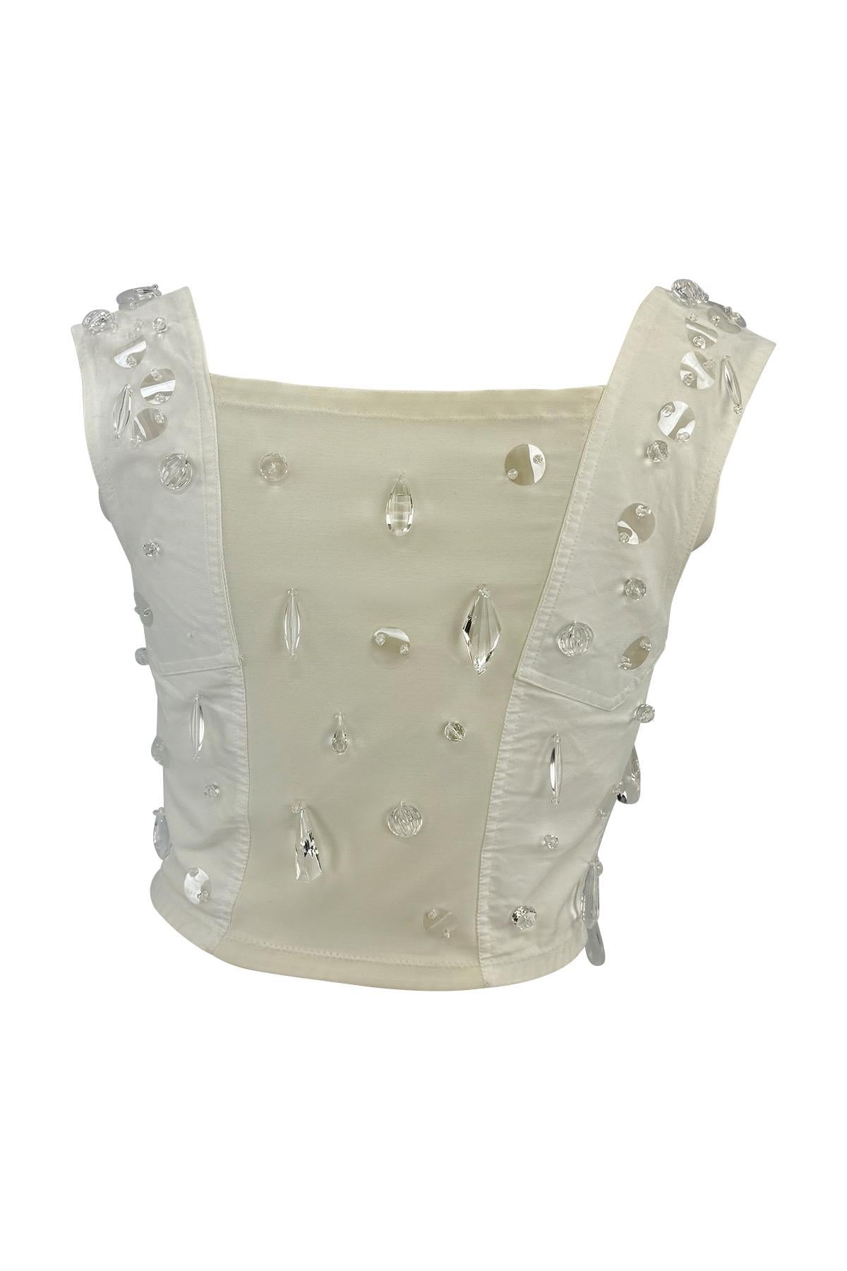 S/S 1990 Dolce & Gabbana Runway Crystal Beaded Fringe Bustier Corset Top - RealList