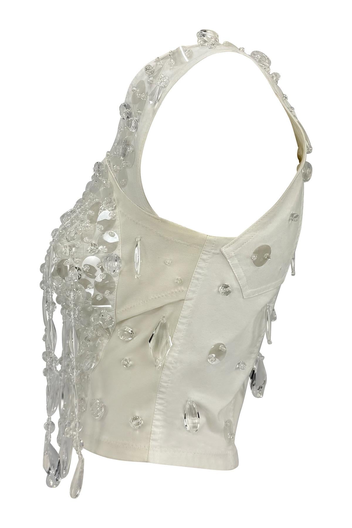 S/S 1990 Dolce & Gabbana Runway Crystal Beaded Fringe Bustier Corset Top - RealList