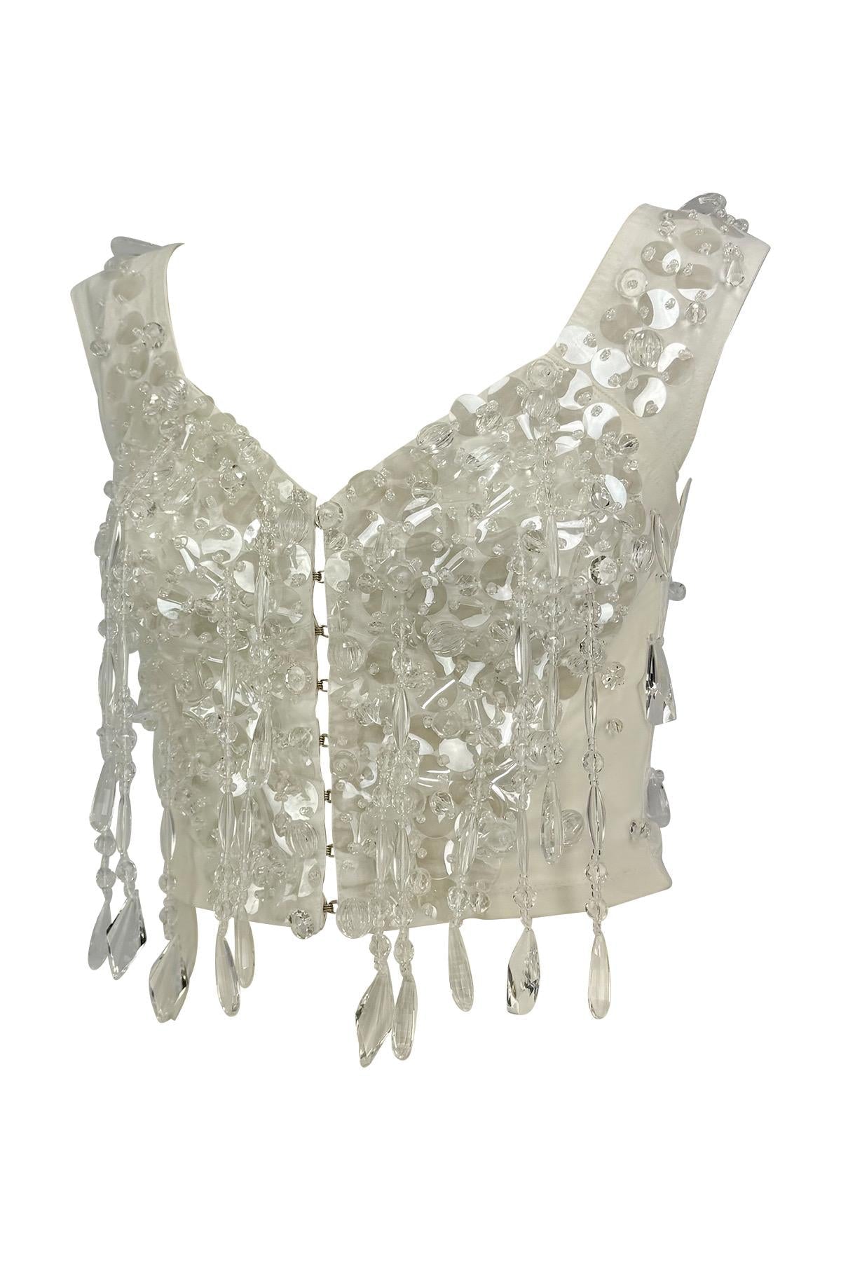 S/S 1990 Dolce & Gabbana Runway Crystal Beaded Fringe Bustier Corset Top - RealList