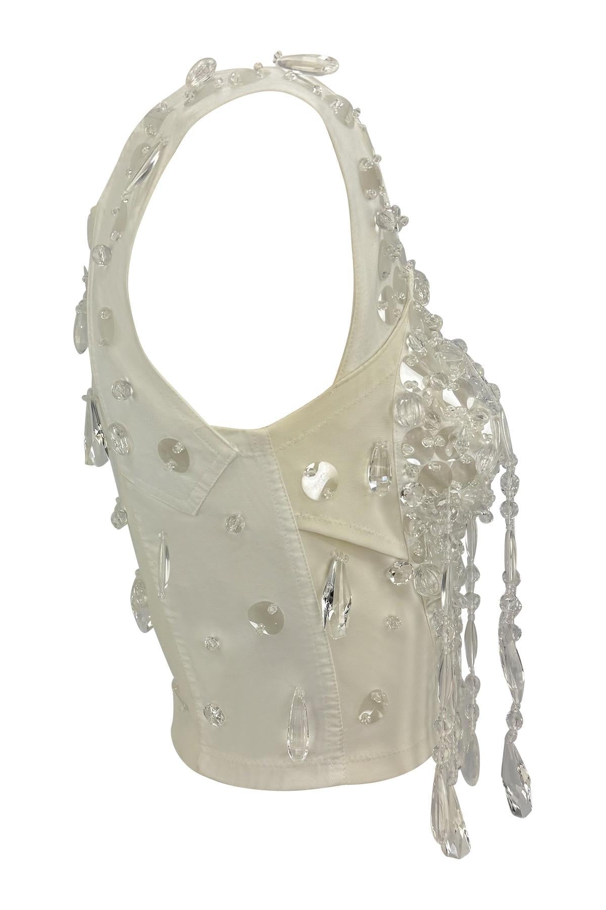 S/S 1990 Dolce & Gabbana Runway Crystal Beaded Fringe Bustier Corset Top - RealList