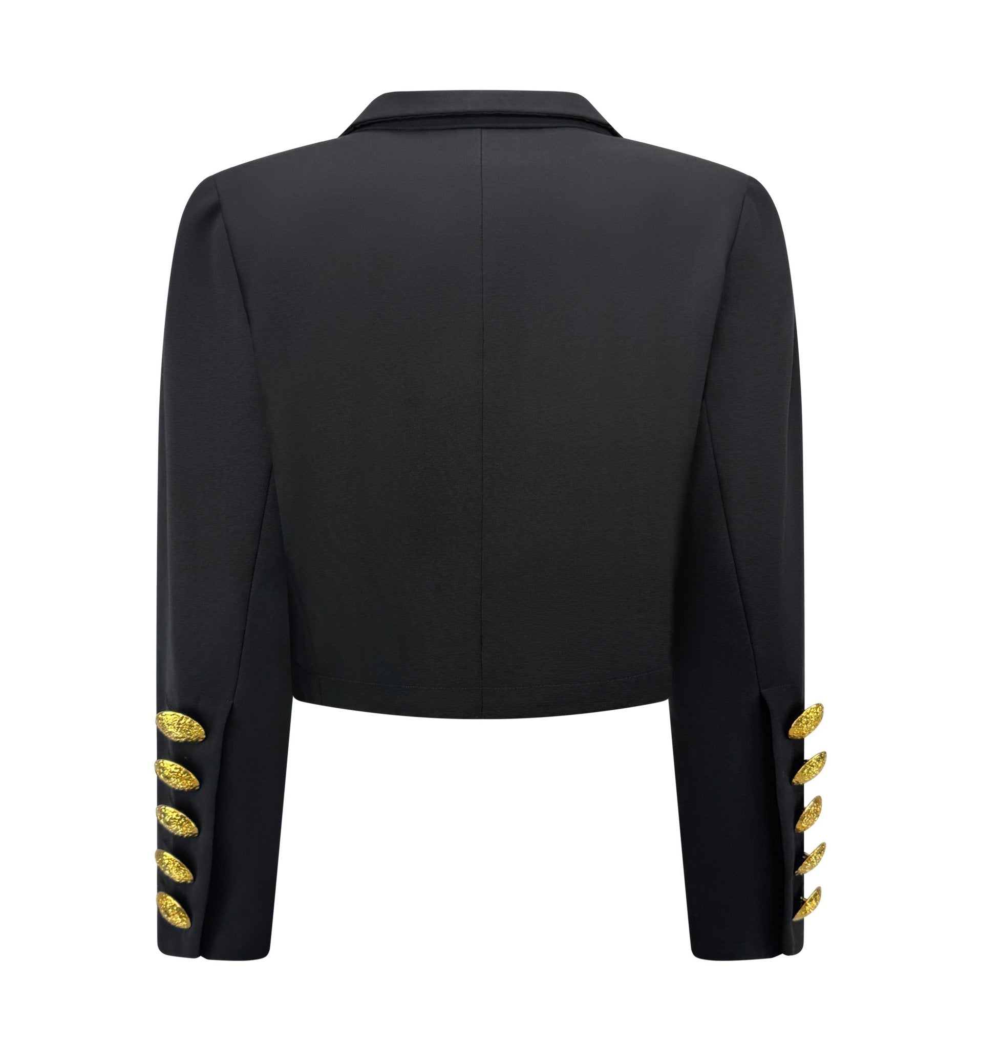 S/S 1990 Yves Saint Laurent Cropped Bolero Oversized Gold Button Jacket - RealList