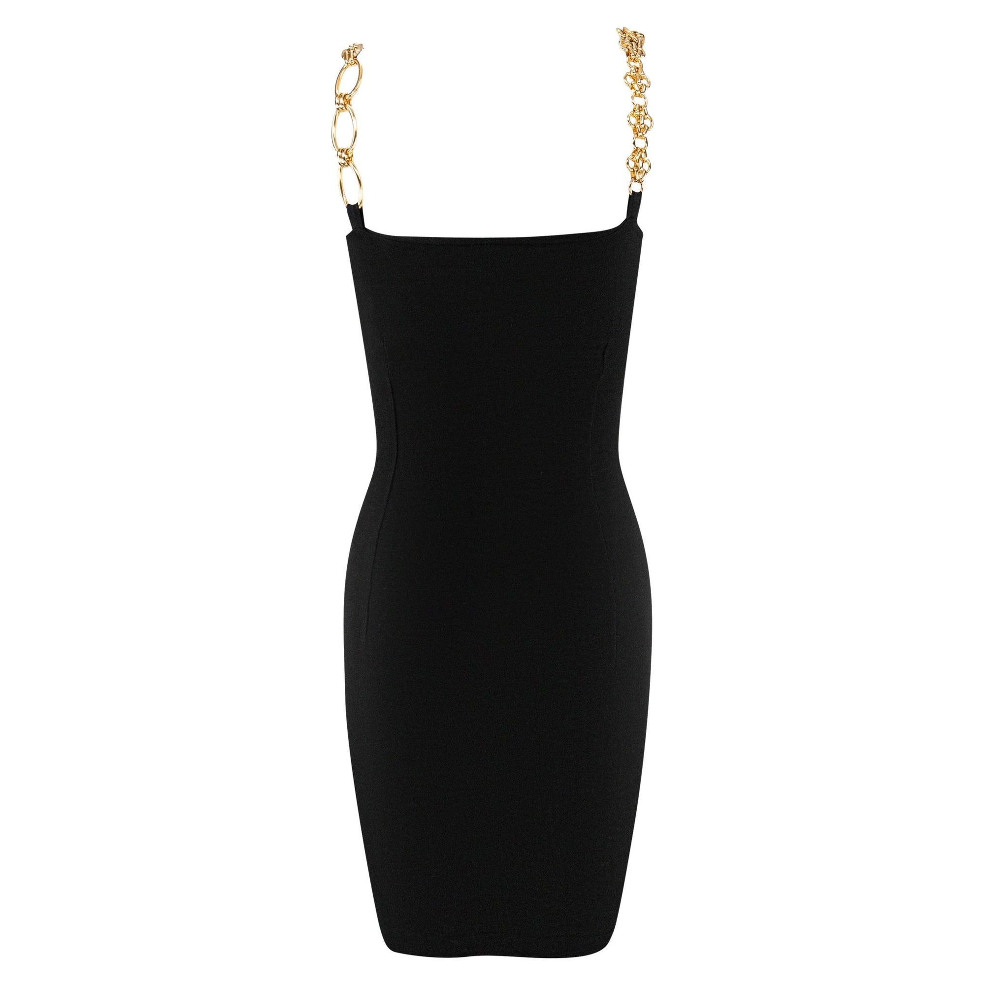 S/S 1991 Dolce & Gabbana Black Bodycon Gold Chain Strap Mini Dress - RealList