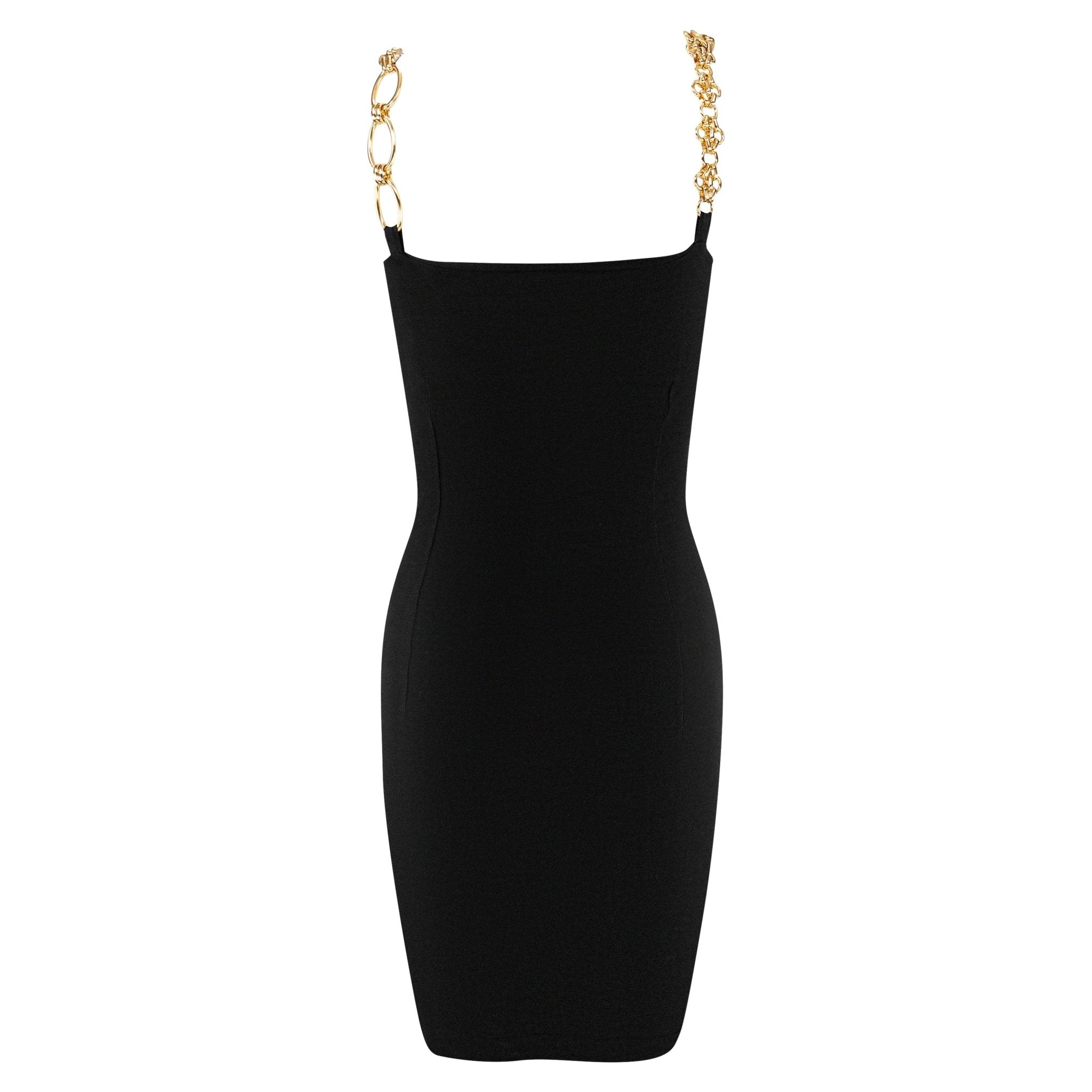 S/S 1991 Dolce & Gabbana Black Bodycon Gold Chain Strap Mini Dress - RealList