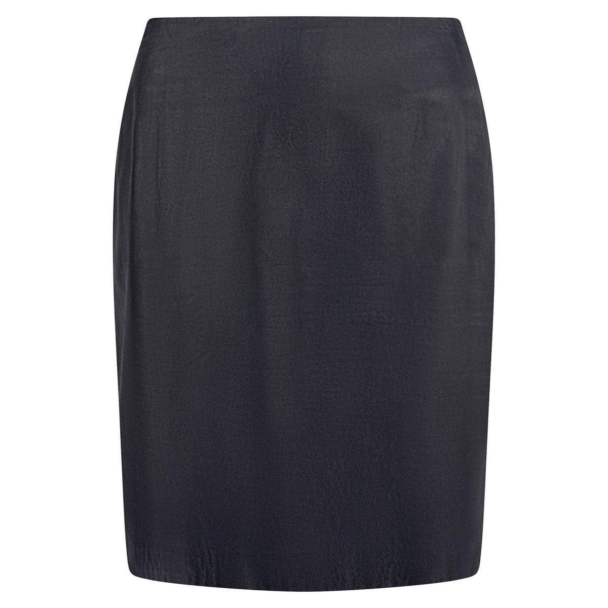 S/S 1991 Donna Karan Dark Navy Leather Sculpted Gold Zip Jacket Skirt Set - RealList