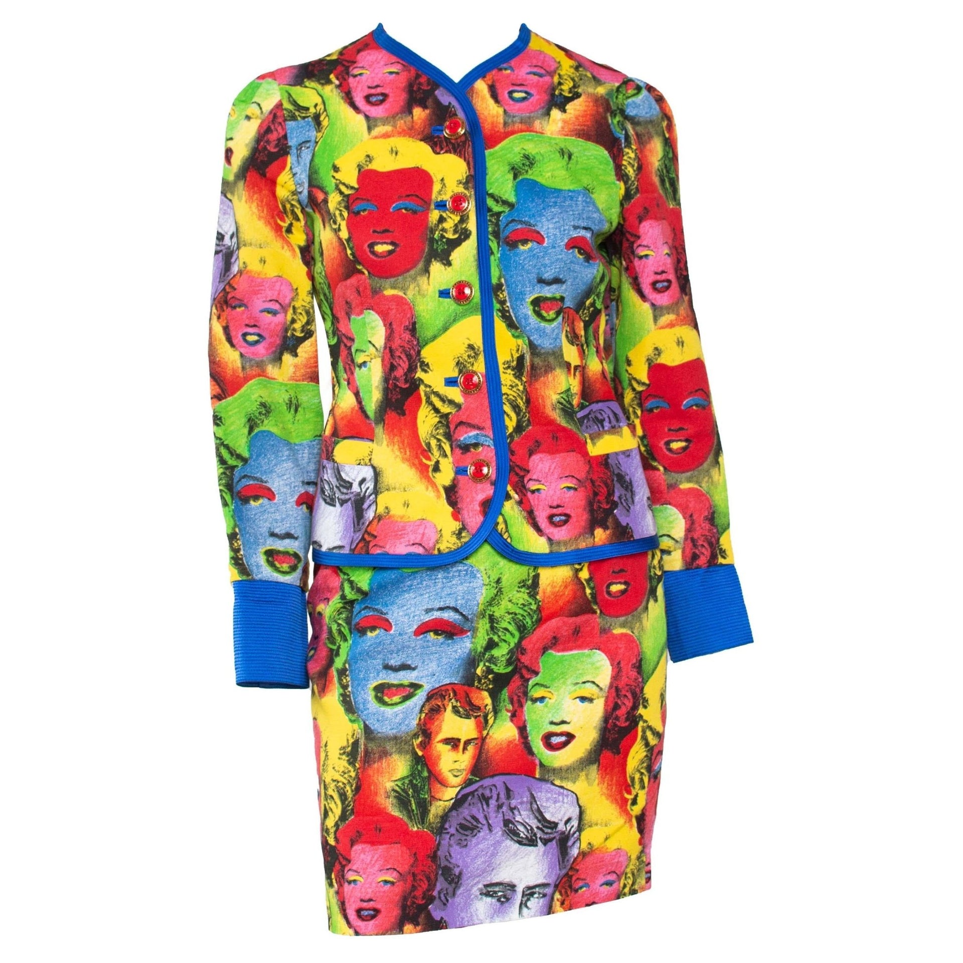 S/S 1991 Gianni Versace Marilyn Monroe Warhol Inspired Print Pop Art Skirt Suit - RealList
