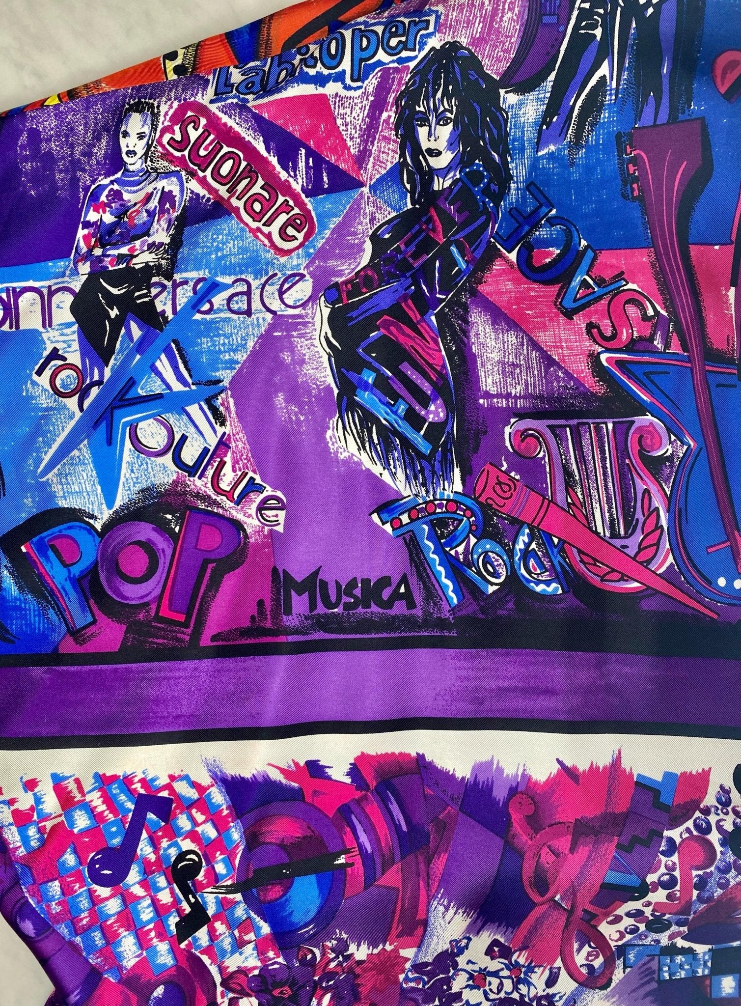 S/S 1991 Gianni Versace Runway Silk Pop Art Print Multicolor Tunic Button Up Top - RealList