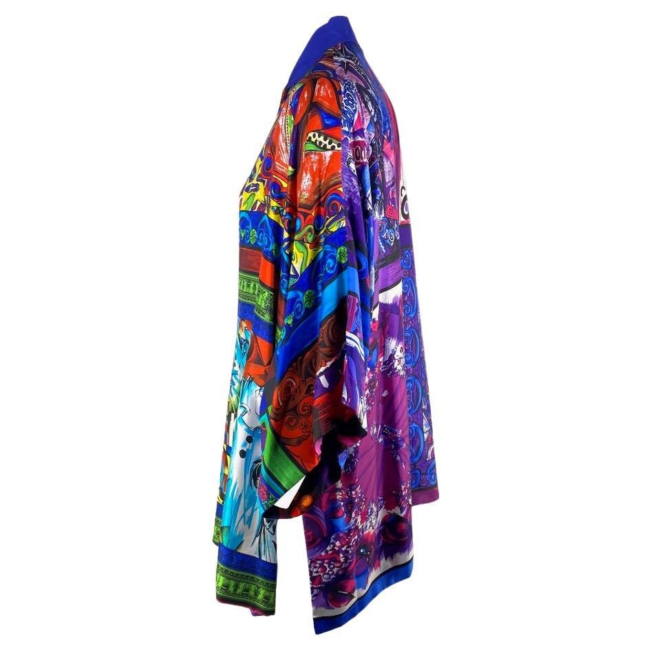 S/S 1991 Gianni Versace Runway Silk Pop Art Print Multicolor Tunic Button Up Top - RealList