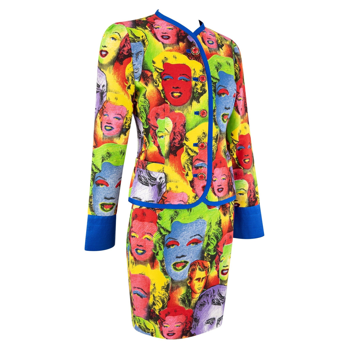S/S 1991 Gianni Versace Warhol-Inspired Marilyn Monroe Pop Art Print Skirt Suit - RealList