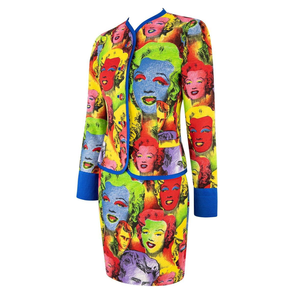S/S 1991 Gianni Versace Warhol-Inspired Marilyn Monroe Pop Art Print Skirt Suit - RealList