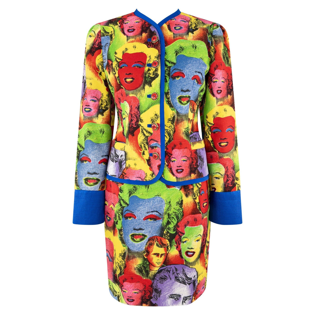 S/S 1991 Gianni Versace Warhol-Inspired Marilyn Monroe Pop Art Print Skirt Suit - RealList