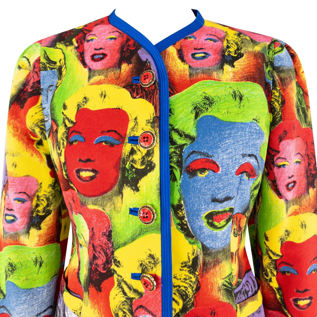 S/S 1991 Gianni Versace Warhol-Inspired Marilyn Monroe Pop Art Print Skirt Suit - RealList