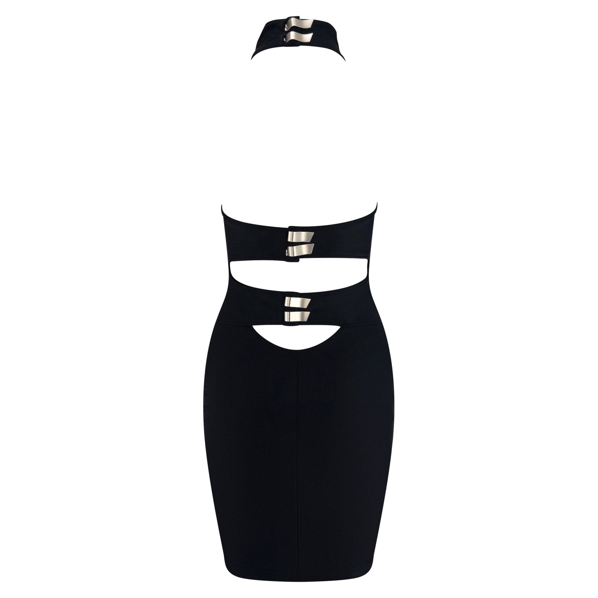 S/S 1991 Paco Rabanne Runway Navy Blue Stretch Backless Halter Dress - RealList