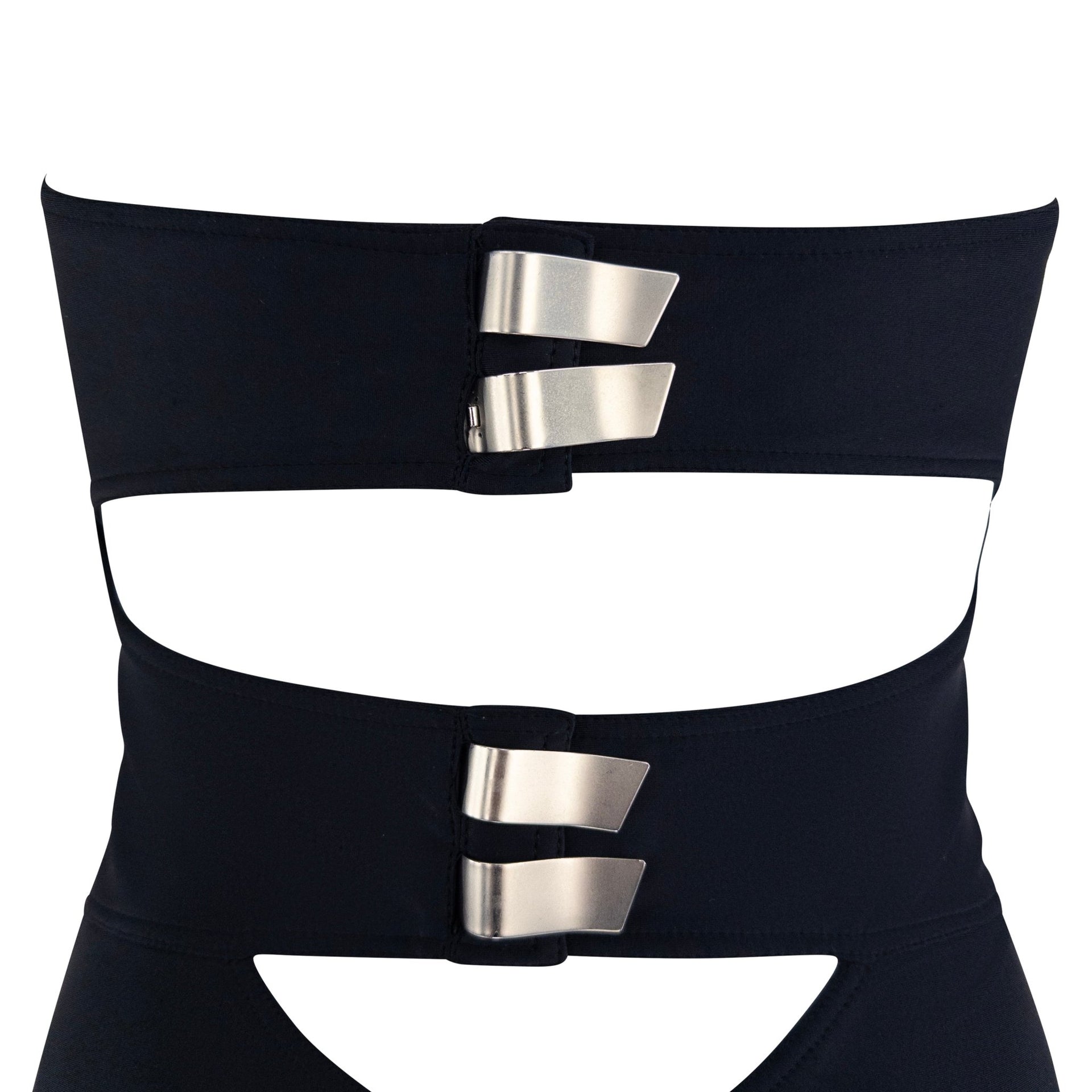 S/S 1991 Paco Rabanne Runway Navy Blue Stretch Backless Halter Dress - RealList