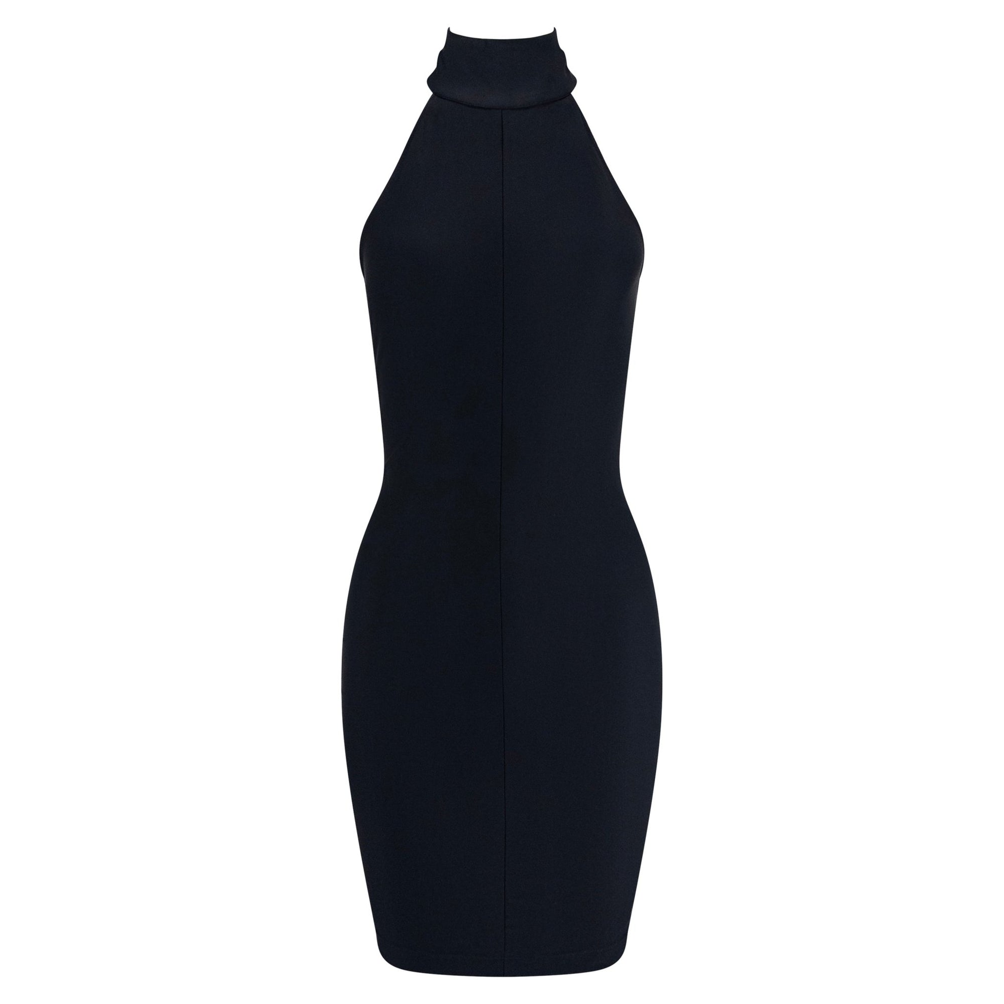 S/S 1991 Paco Rabanne Runway Navy Blue Stretch Backless Halter Dress - RealList