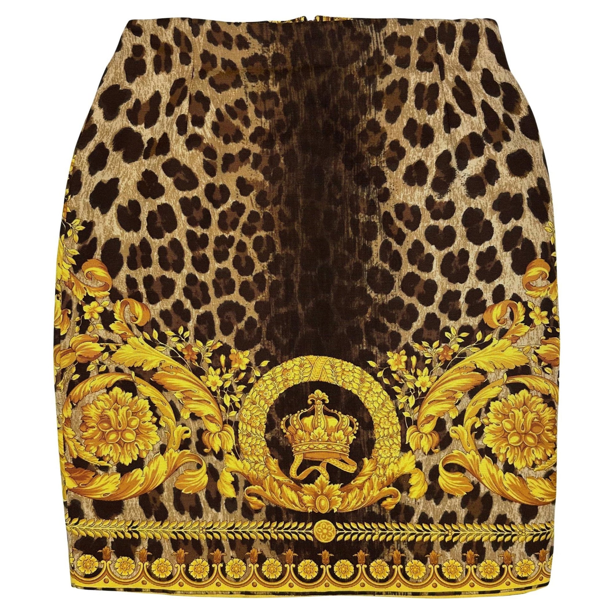 S/S 1992 Gianni Versace Baroque Animal Print Mini Pencil Skirt - RealList