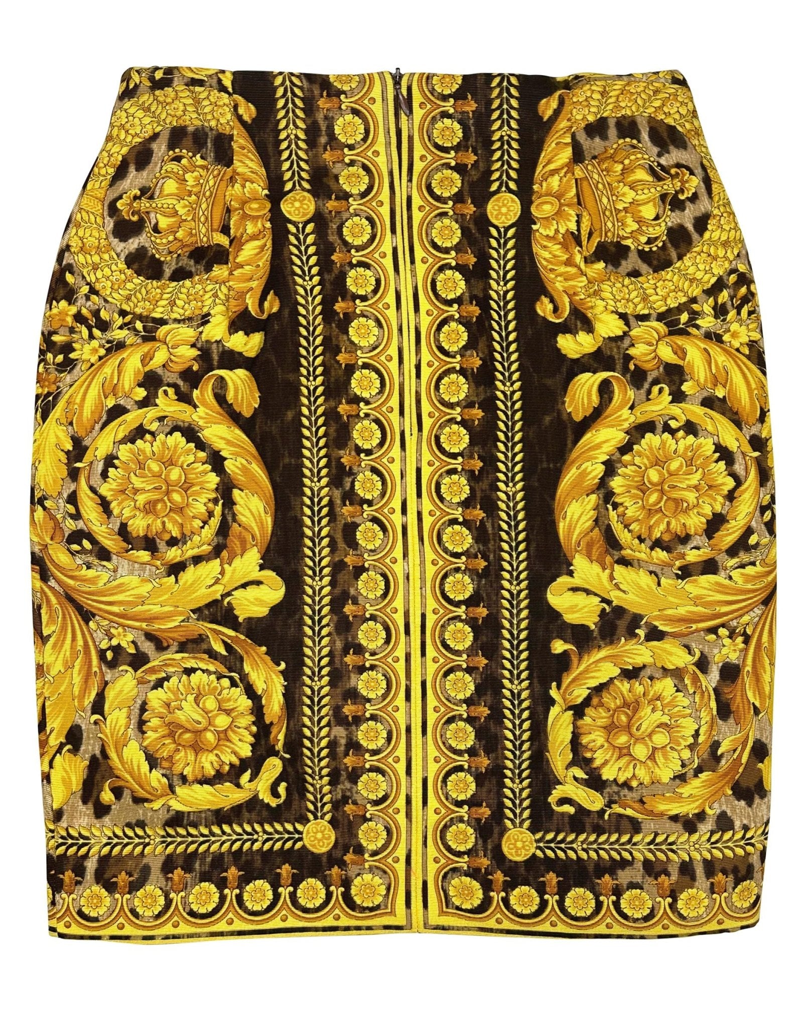 S/S 1992 Gianni Versace Baroque Animal Print Mini Pencil Skirt - RealList