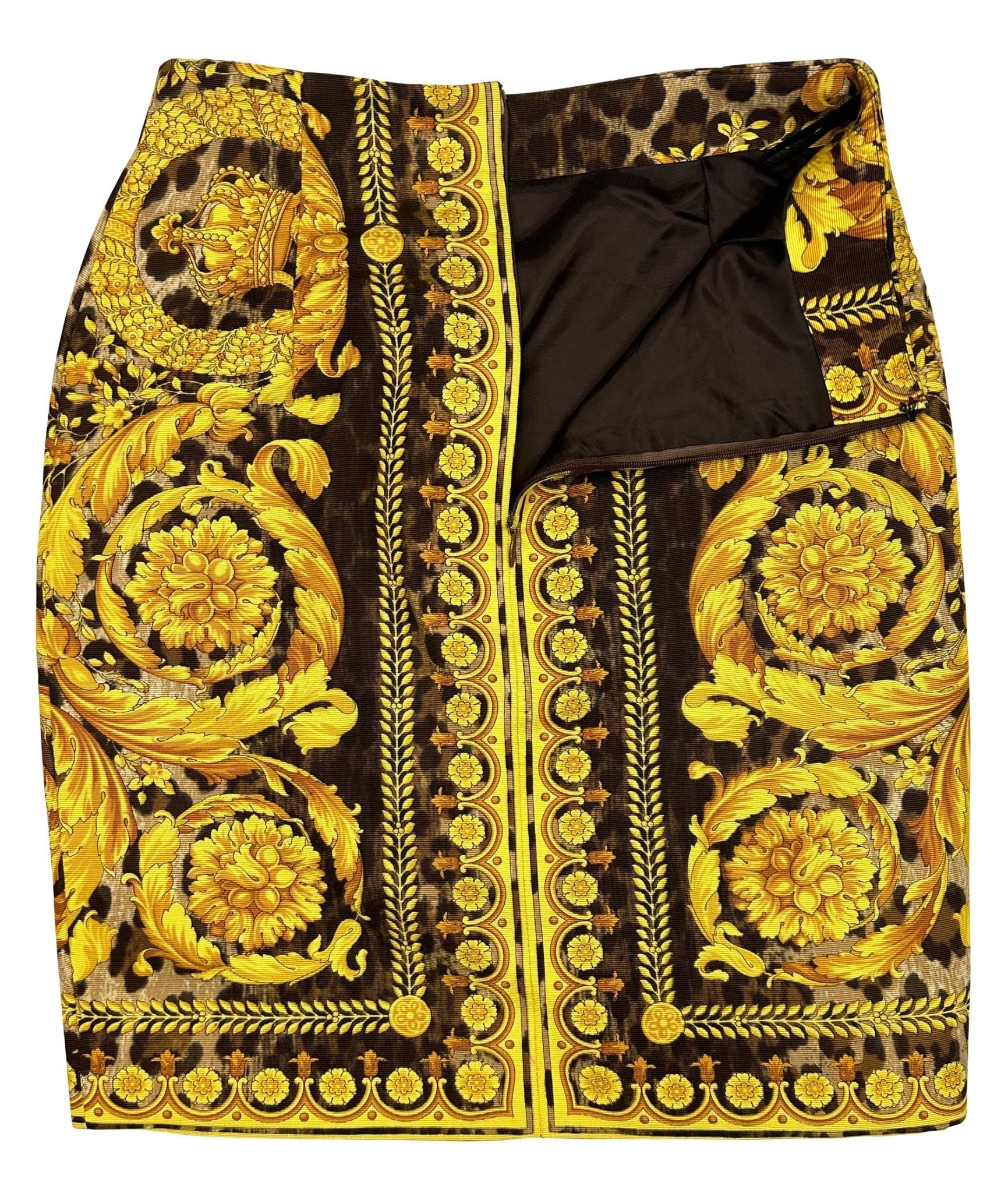 S/S 1992 Gianni Versace Baroque Animal Print Mini Pencil Skirt - RealList