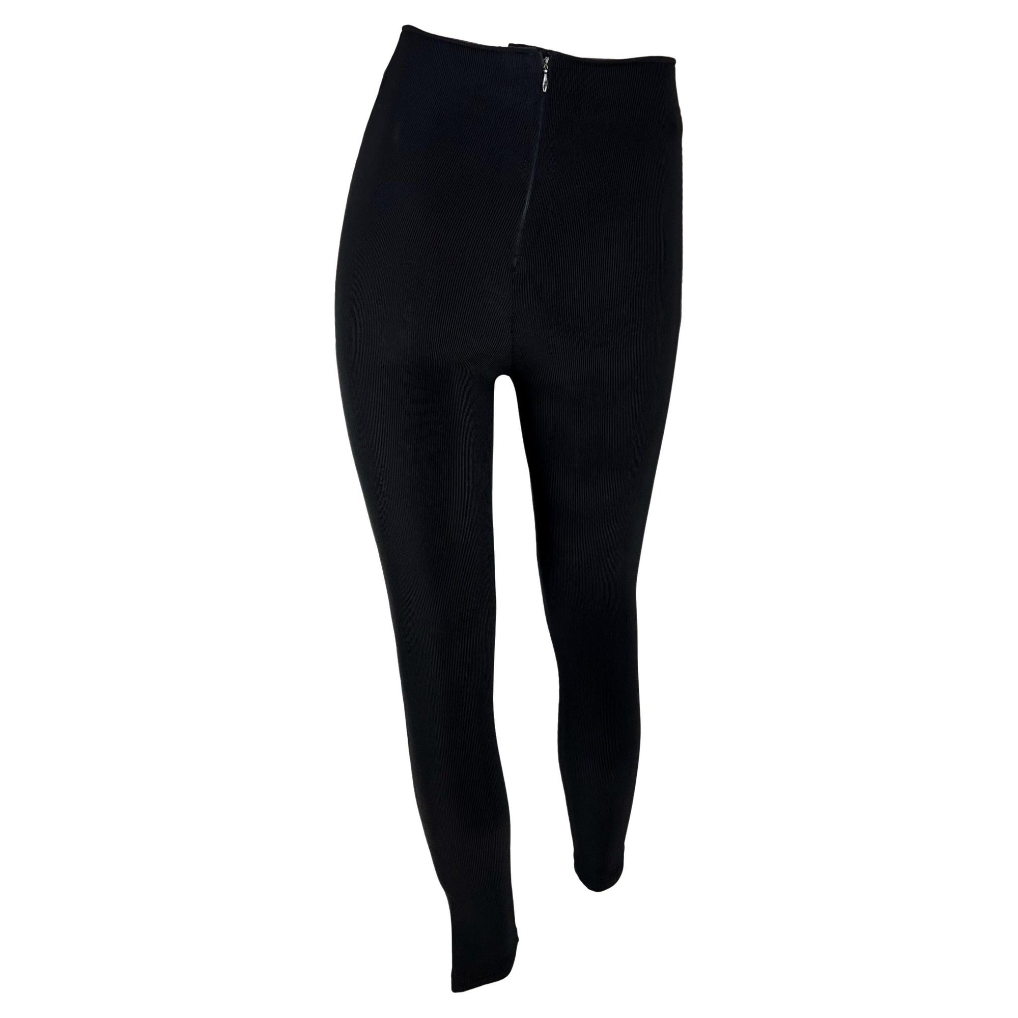 S/S 1992 Gianni Versace Couture High - Waisted Ribbed Stretch Legging Pants - RealList