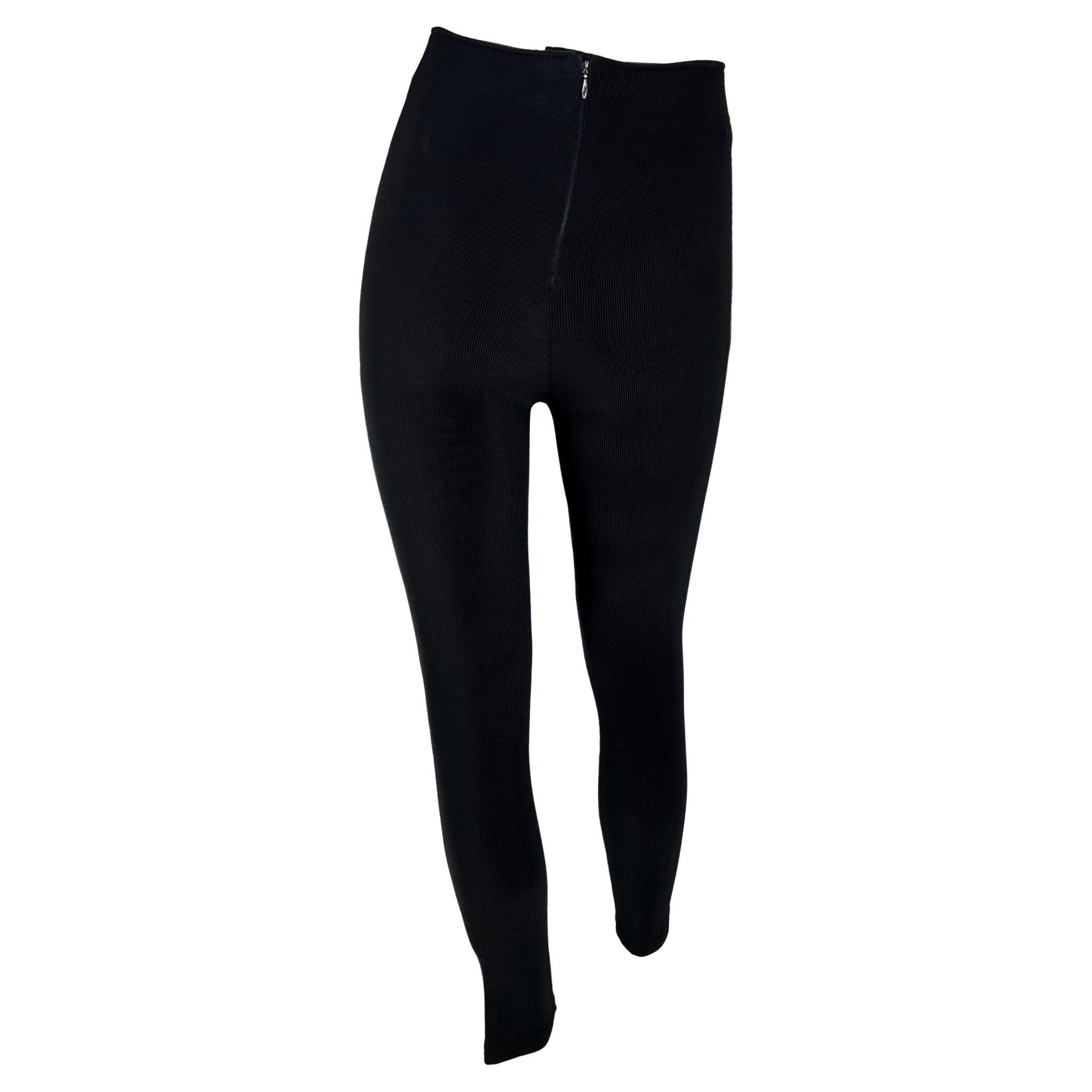 S/S 1992 Gianni Versace Couture High - Waisted Ribbed Stretch Legging Pants - RealList