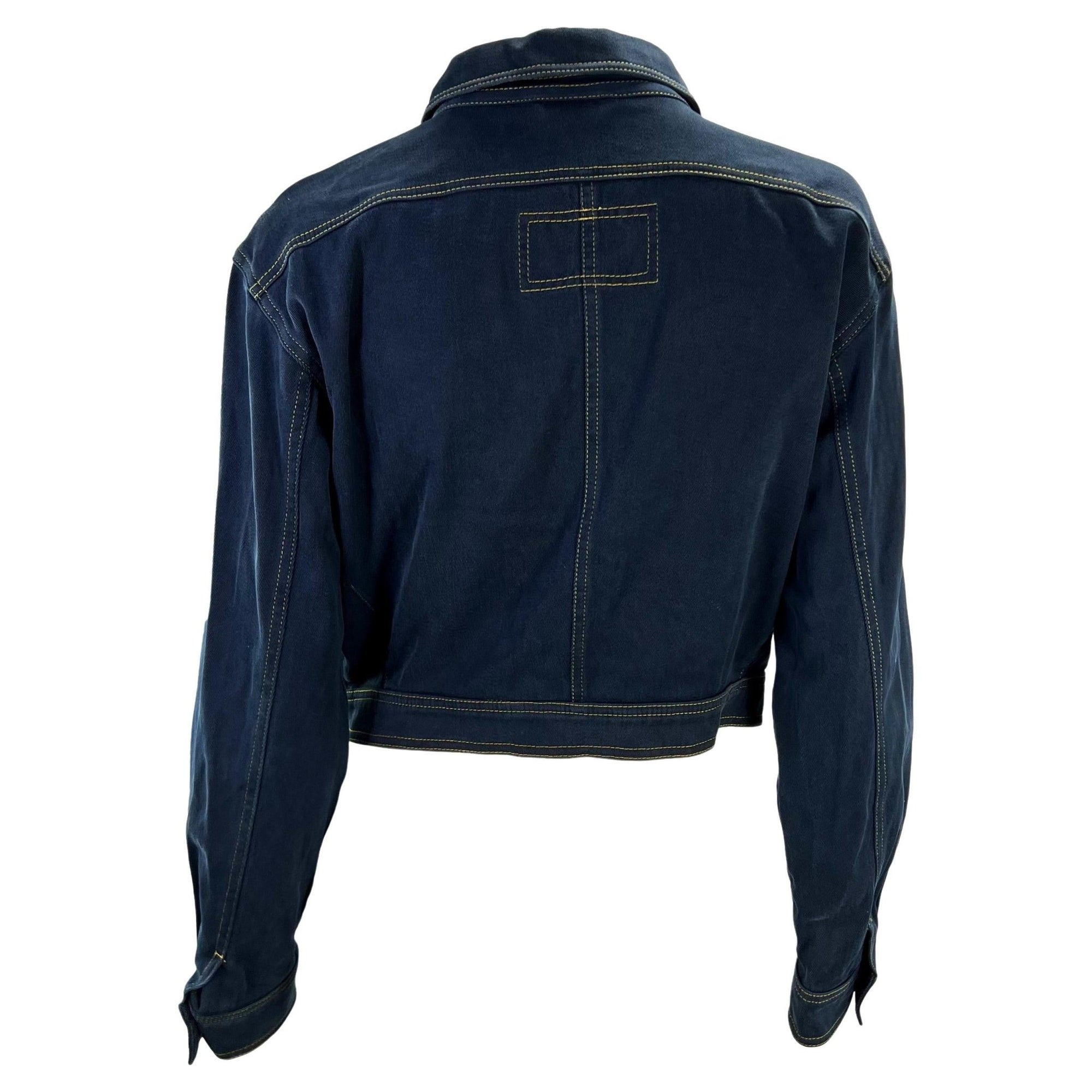 S/S 1992 Gianni Versace Navy Denim Medusa Cropped Jacket - RealList