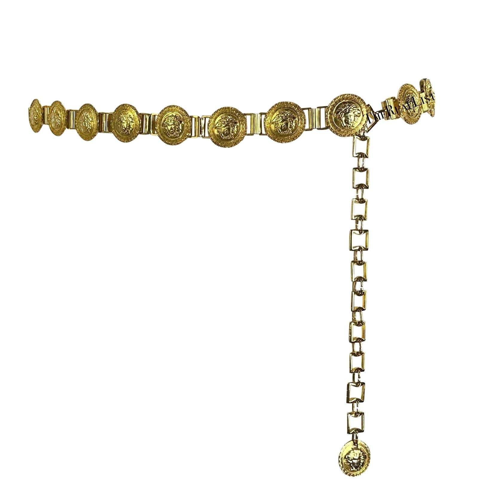 S/S 1992 Gianni Versace Runway Gold Tone Medusa Medallion Chain Belt - RealList