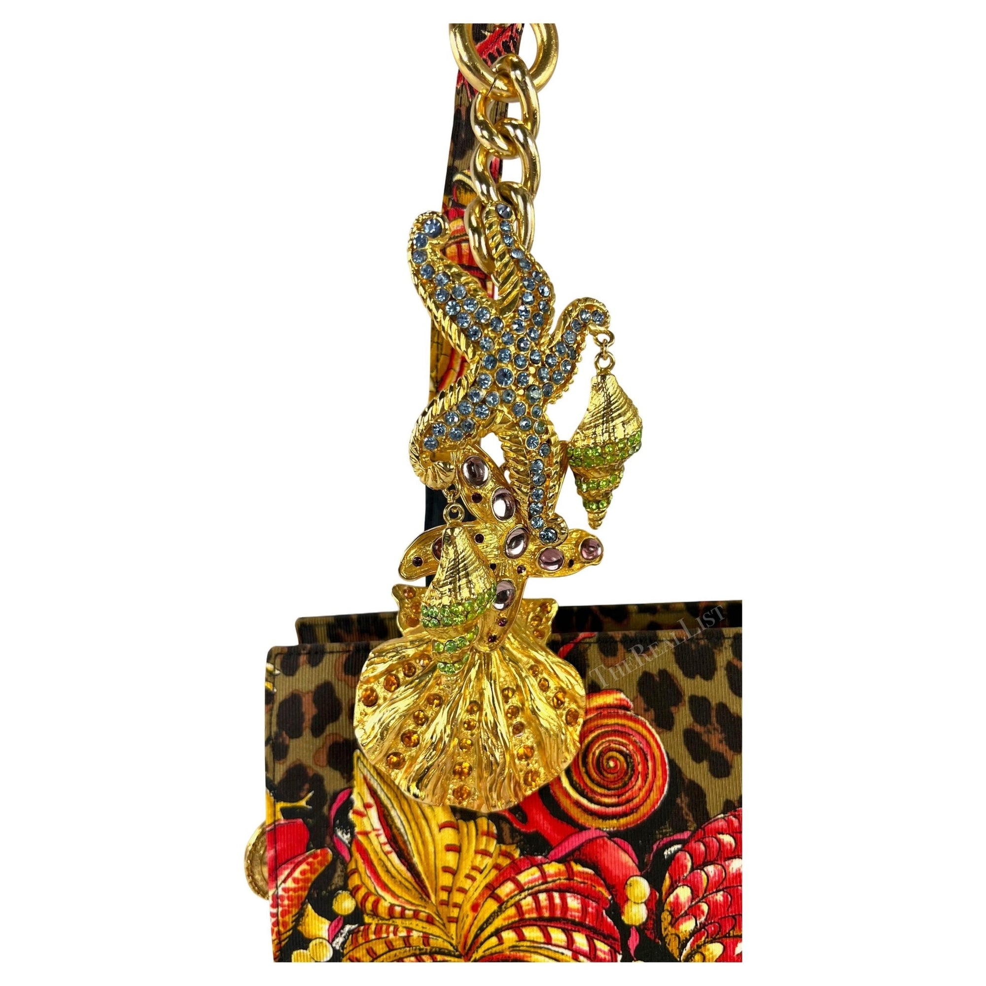 S/S 1992 Gianni Versace Runway Rhinestone Gold Shell Jewel Chain Crossbody Bag - RealList