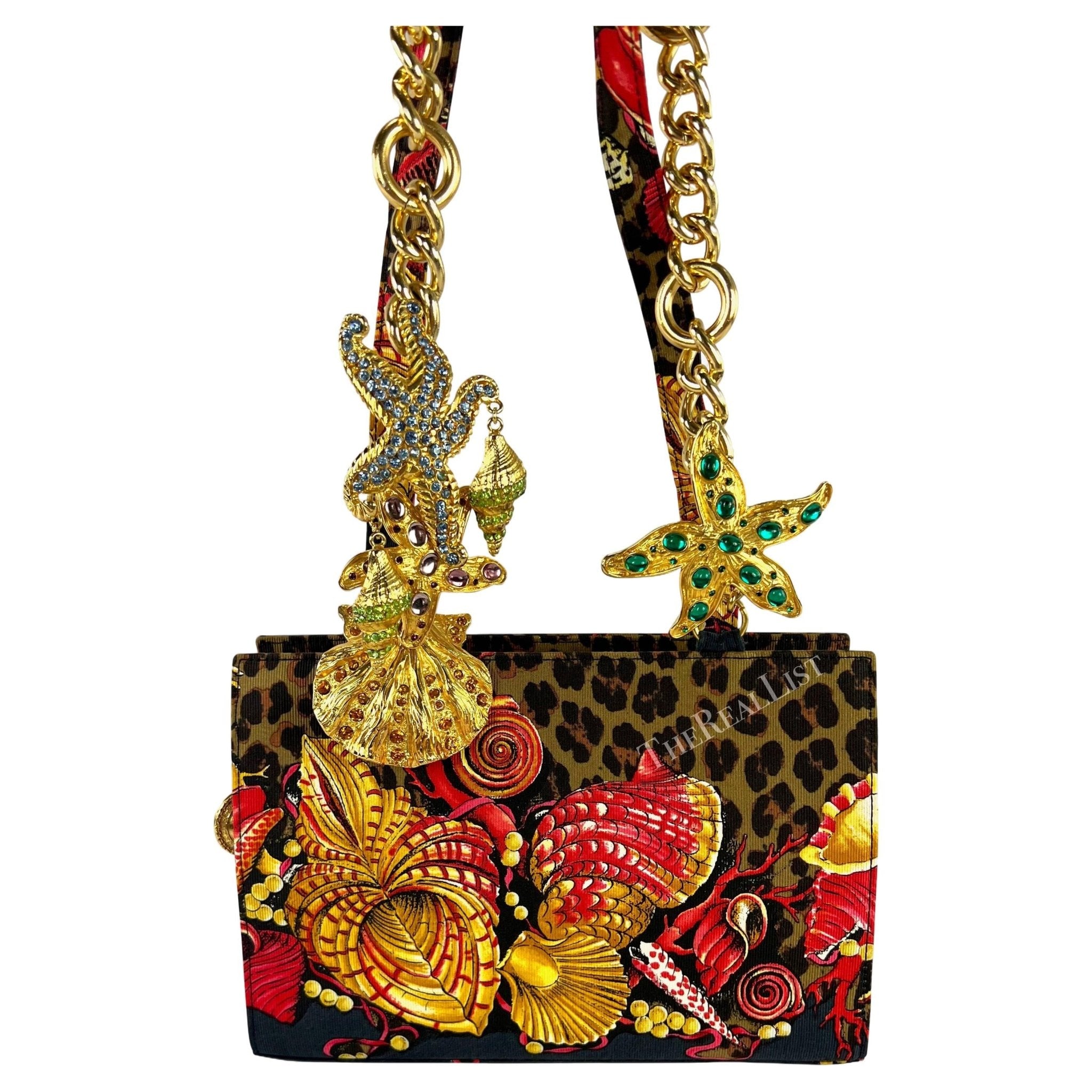 S/S 1992 Gianni Versace Runway Rhinestone Gold Shell Jewel Chain Crossbody Bag - RealList