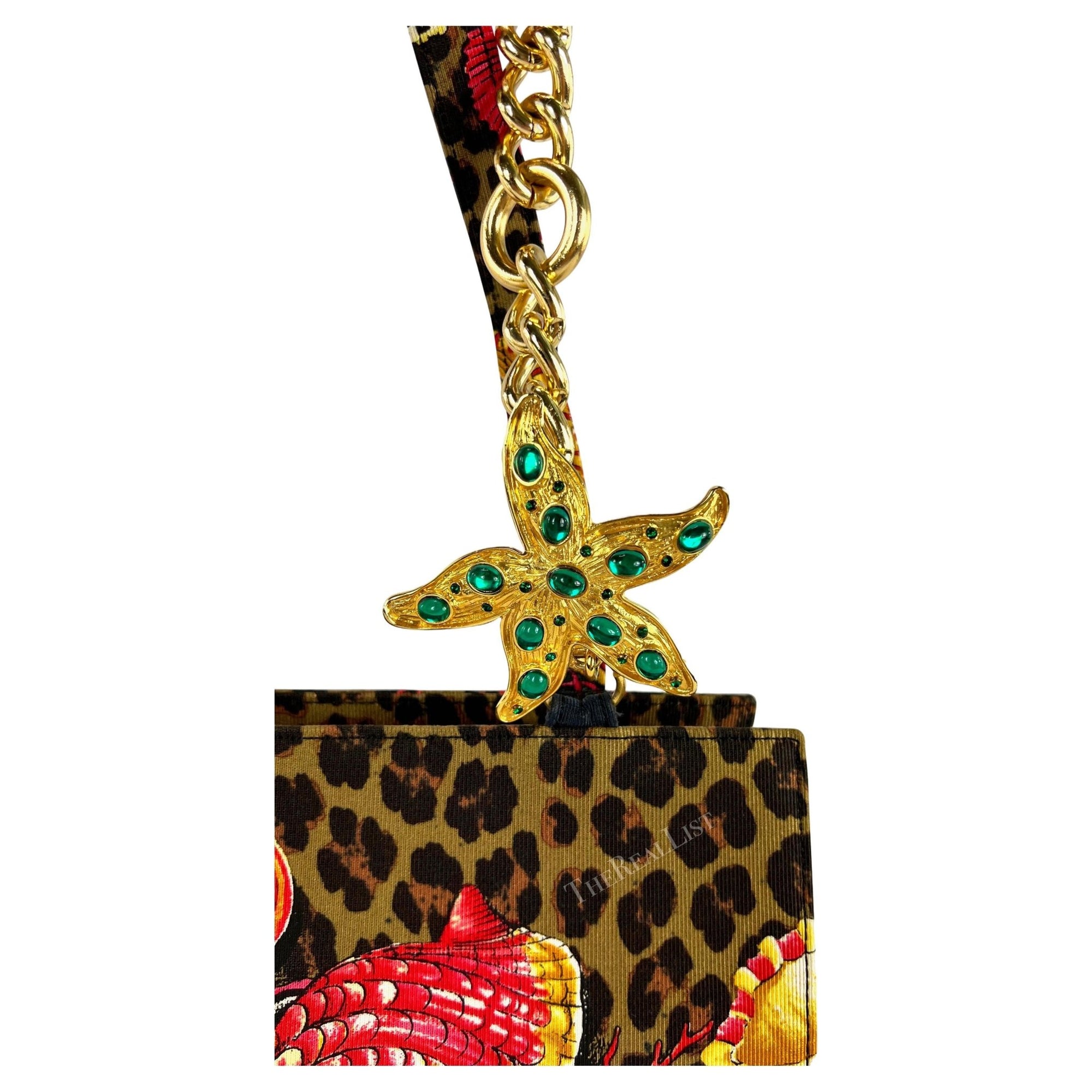 S/S 1992 Gianni Versace Runway Rhinestone Gold Shell Jewel Chain Crossbody Bag - RealList