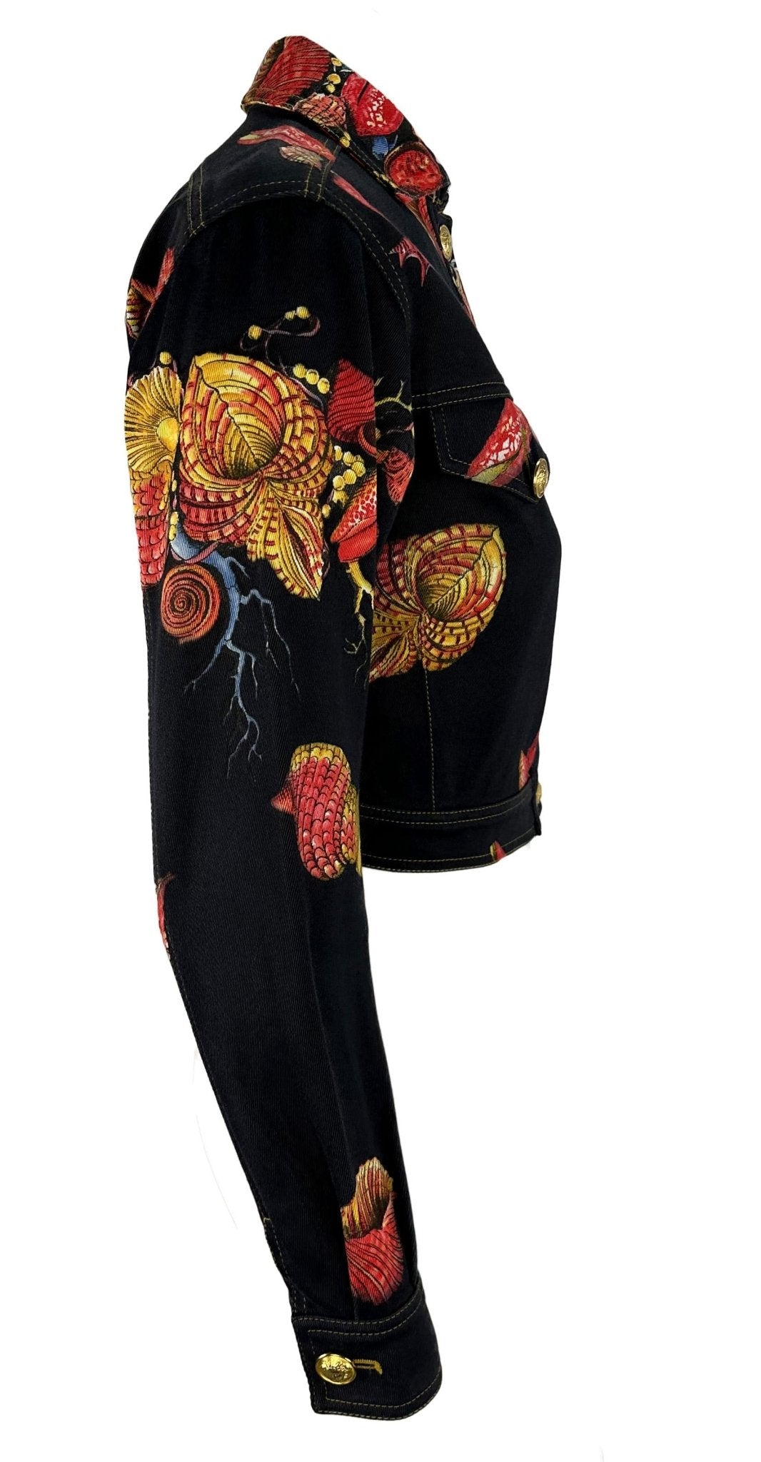 S/S 1992 Gianni Versace Runway Tresor la Mer Black Denim Medusa Cropped Jacket - RealList