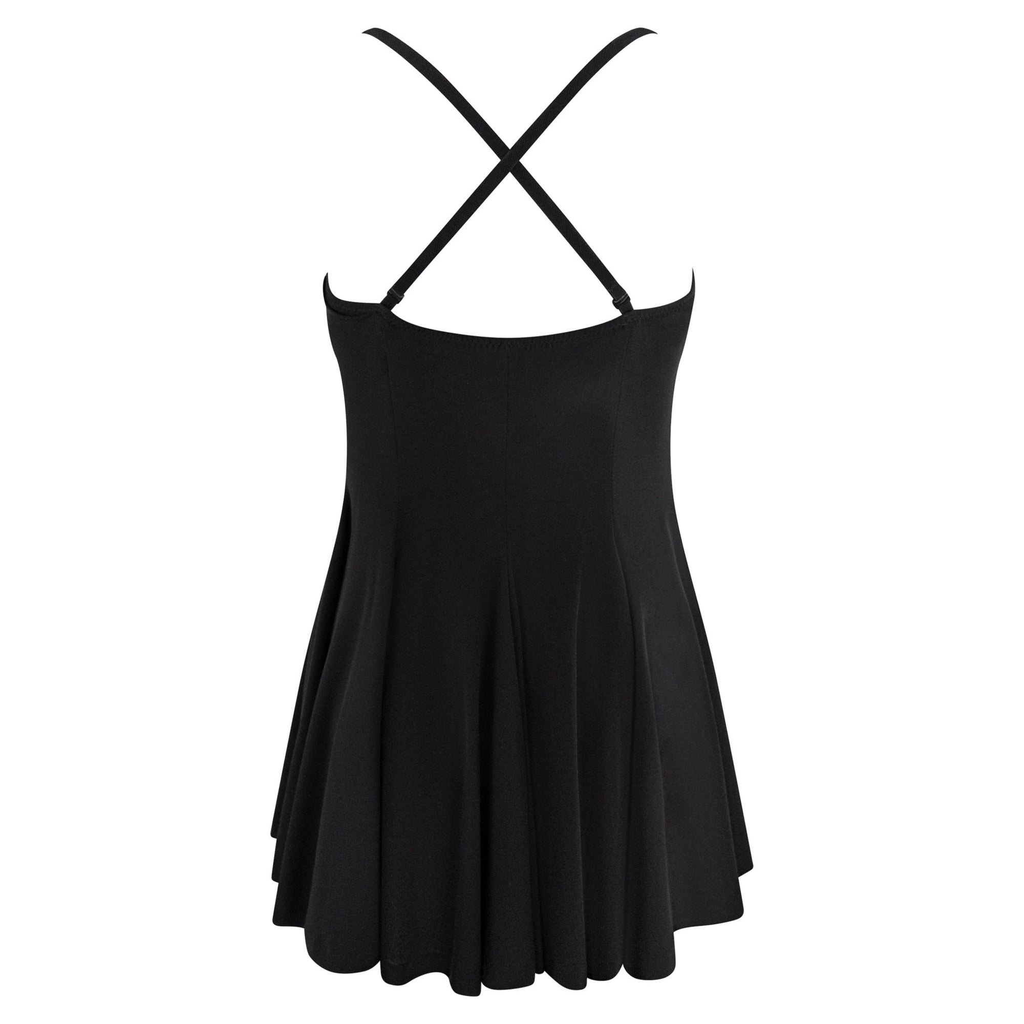 S/S 1992 Norma Kamali Black Stretch Bustier Bodysuit Flared Mini Dress - RealList