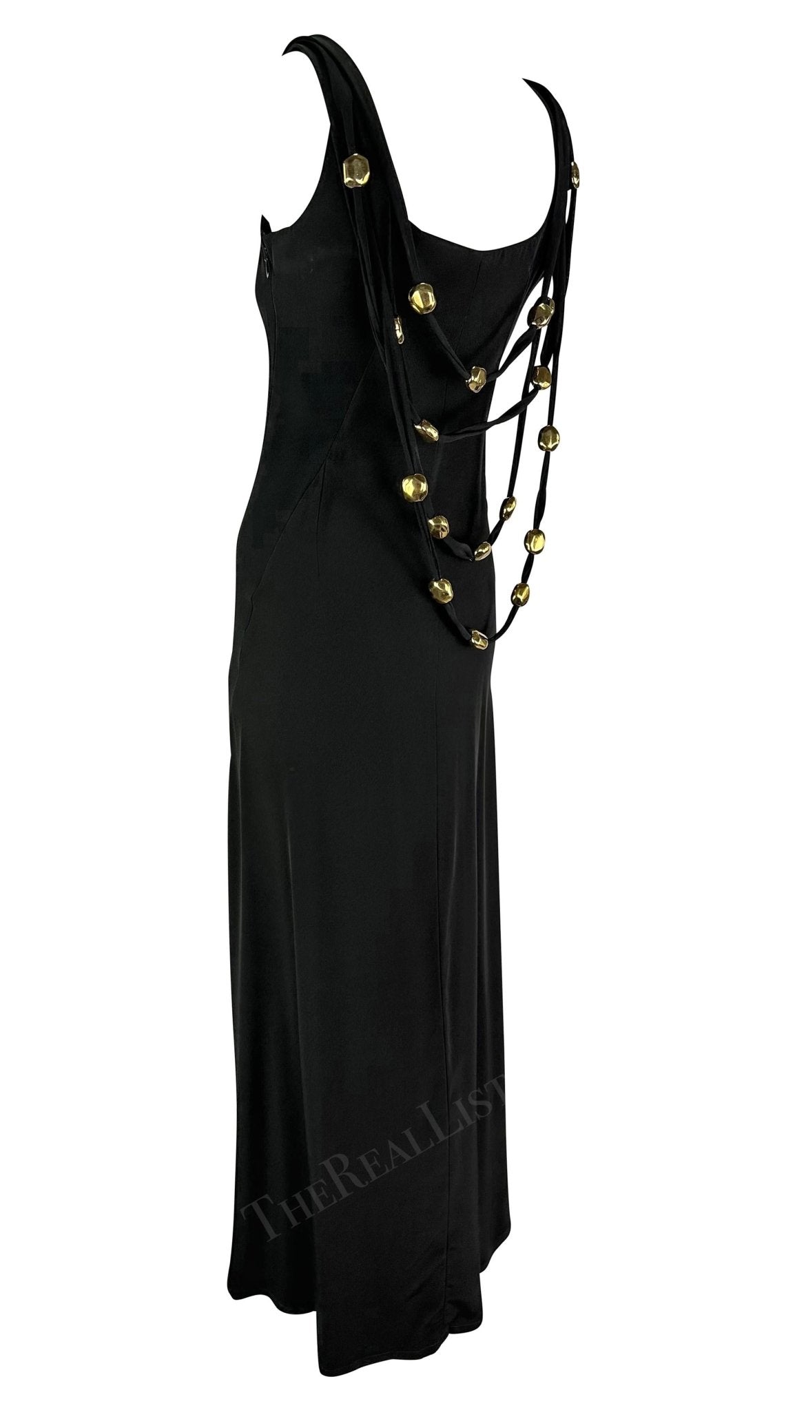 S/S 1993 Christian Lacroix Runway Black Gold Sculptural Jewelry Bead Gown - RealList