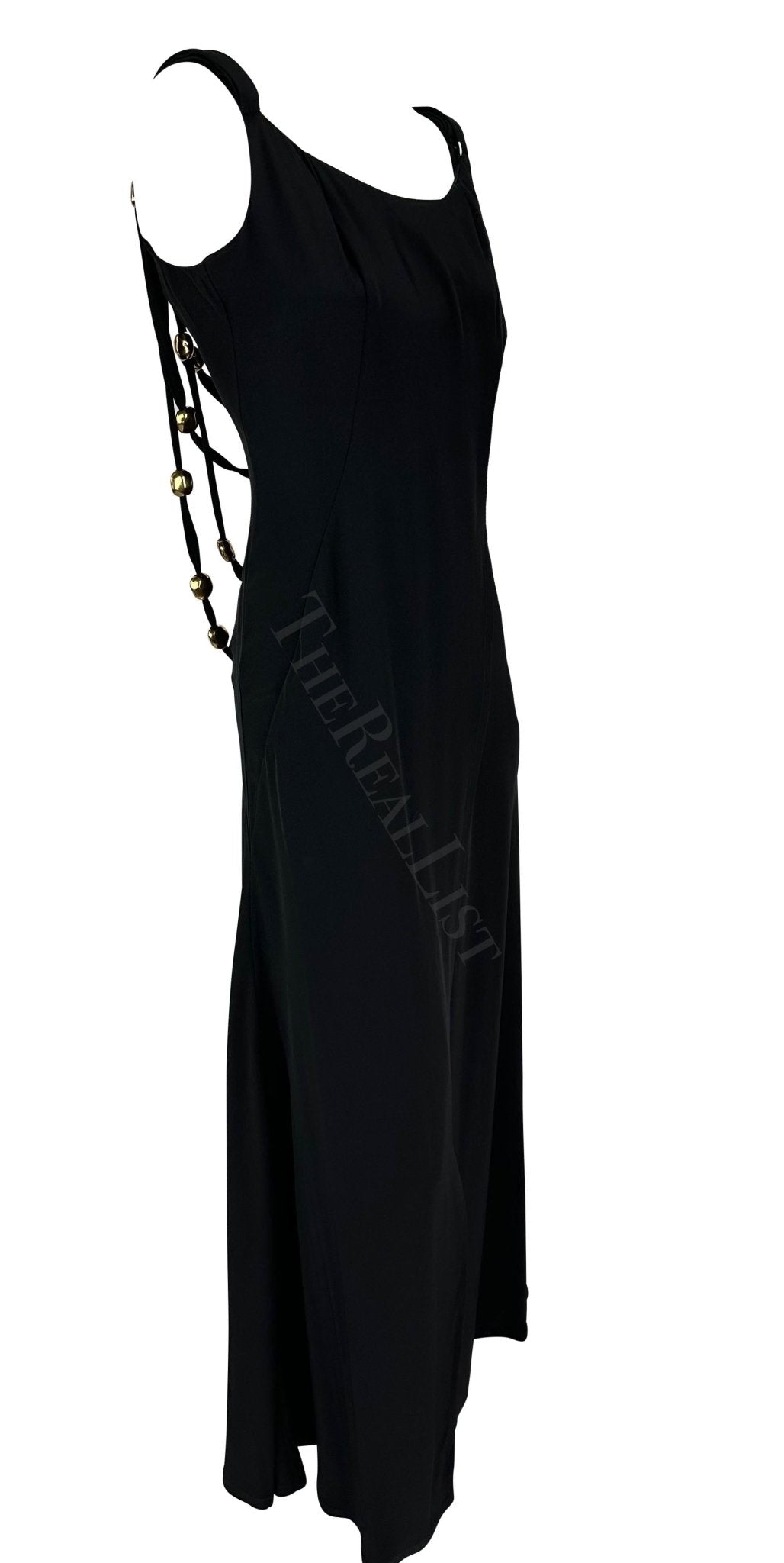 S/S 1993 Christian Lacroix Runway Black Gold Sculptural Jewelry Bead Gown - RealList