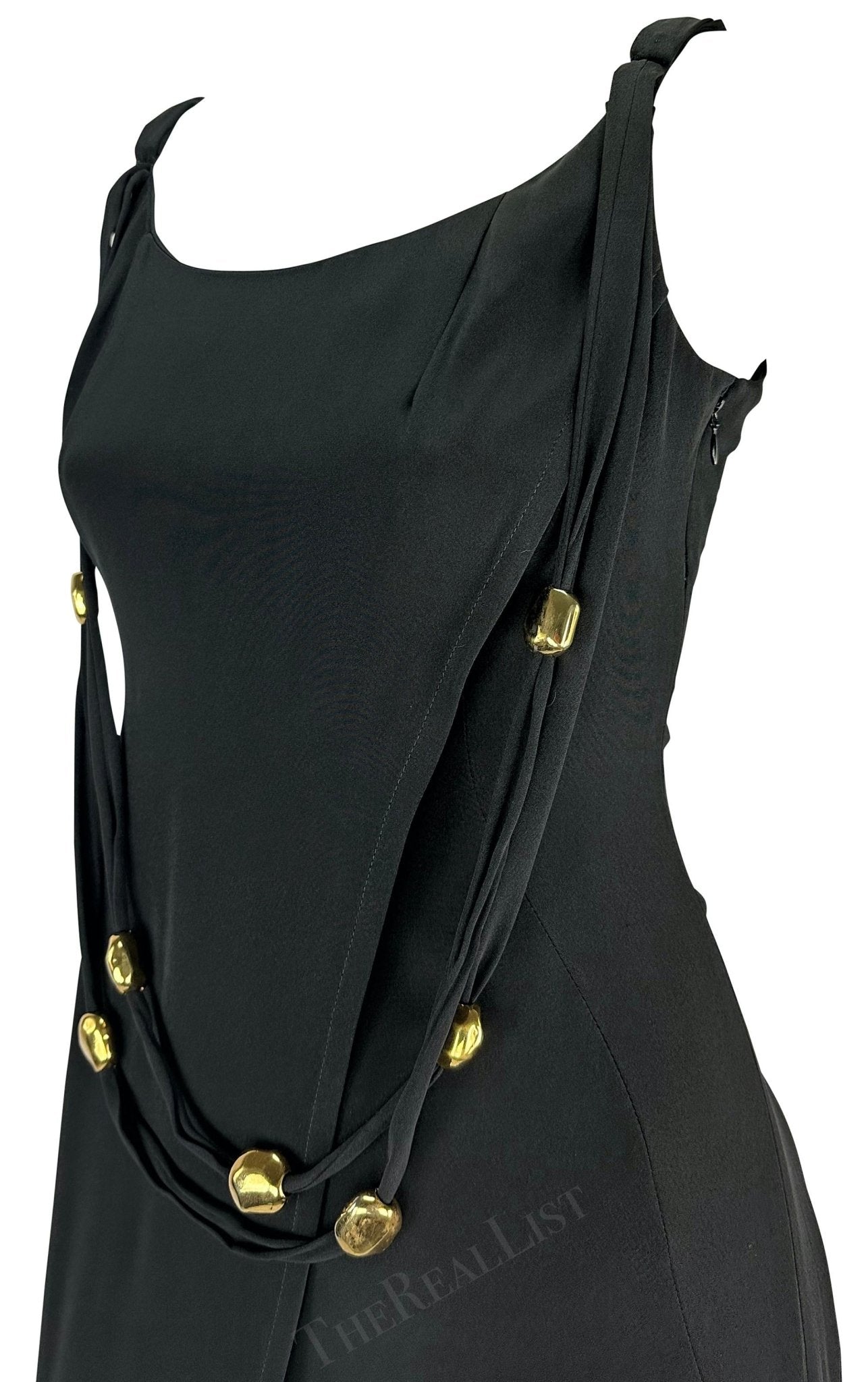 S/S 1993 Christian Lacroix Runway Black Gold Sculptural Jewelry Bead Gown - RealList