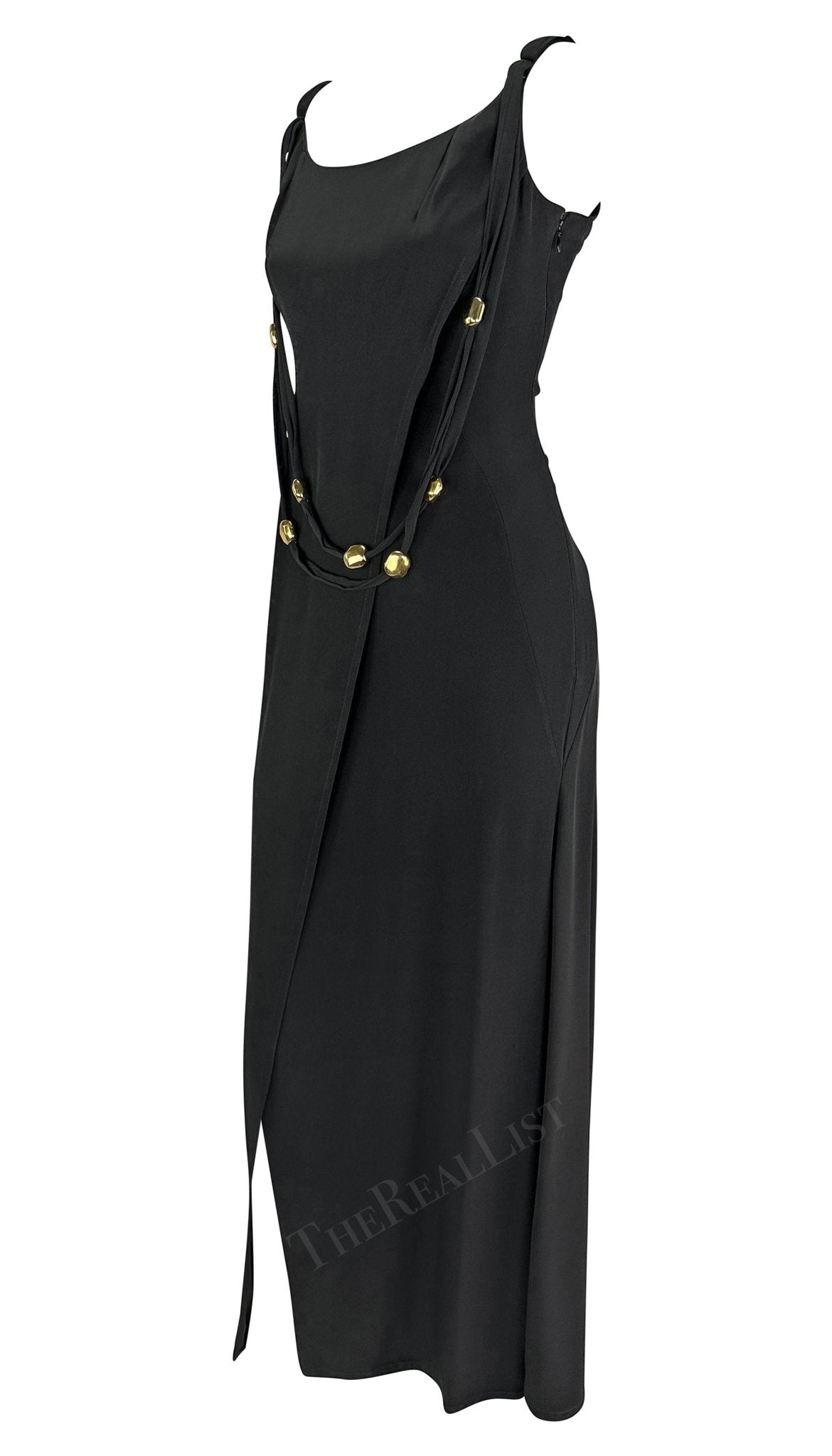 S/S 1993 Christian Lacroix Runway Black Gold Sculptural Jewelry Bead Gown - RealList