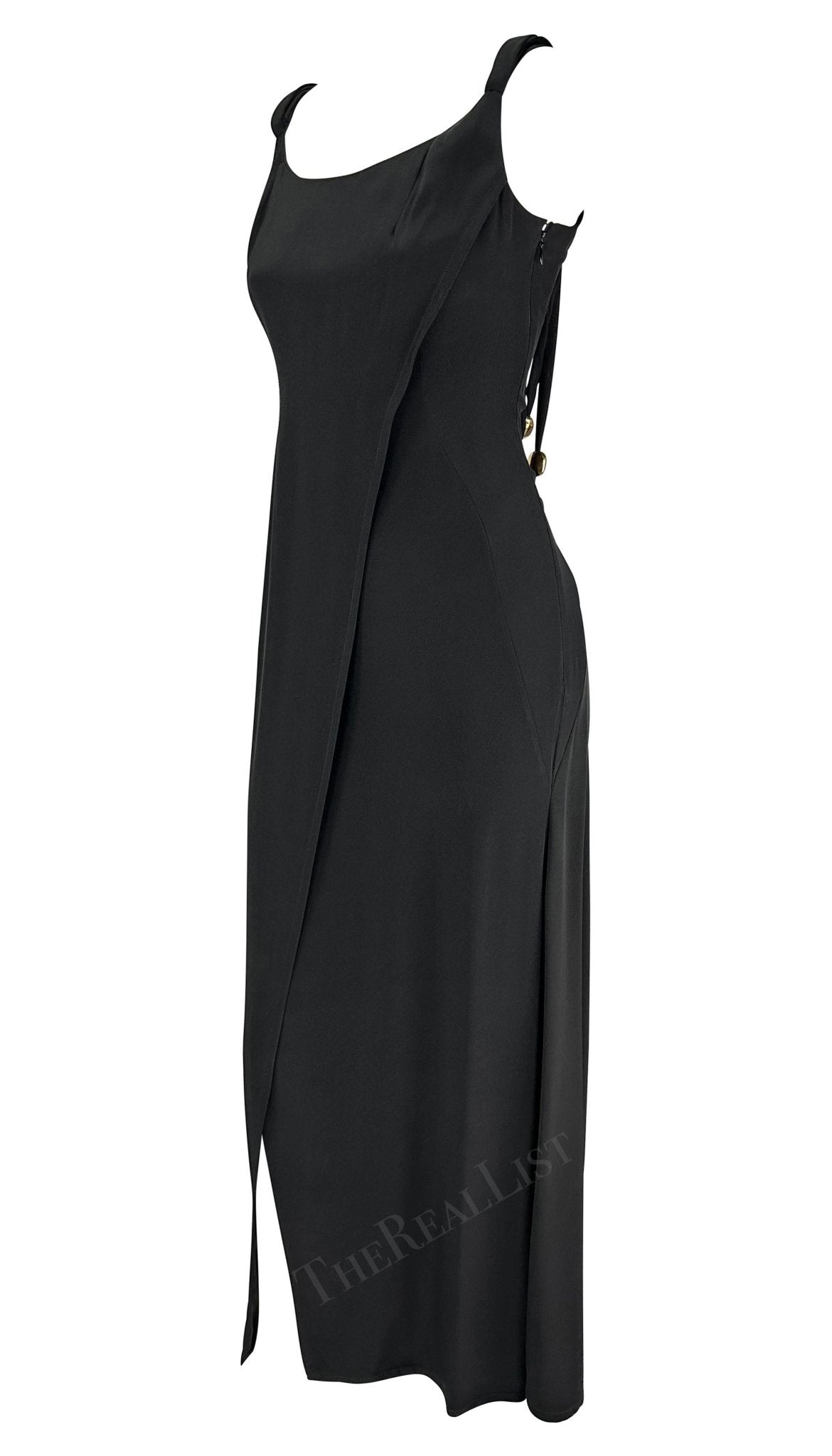 S/S 1993 Christian Lacroix Runway Black Gold Sculptural Jewelry Bead Gown - RealList