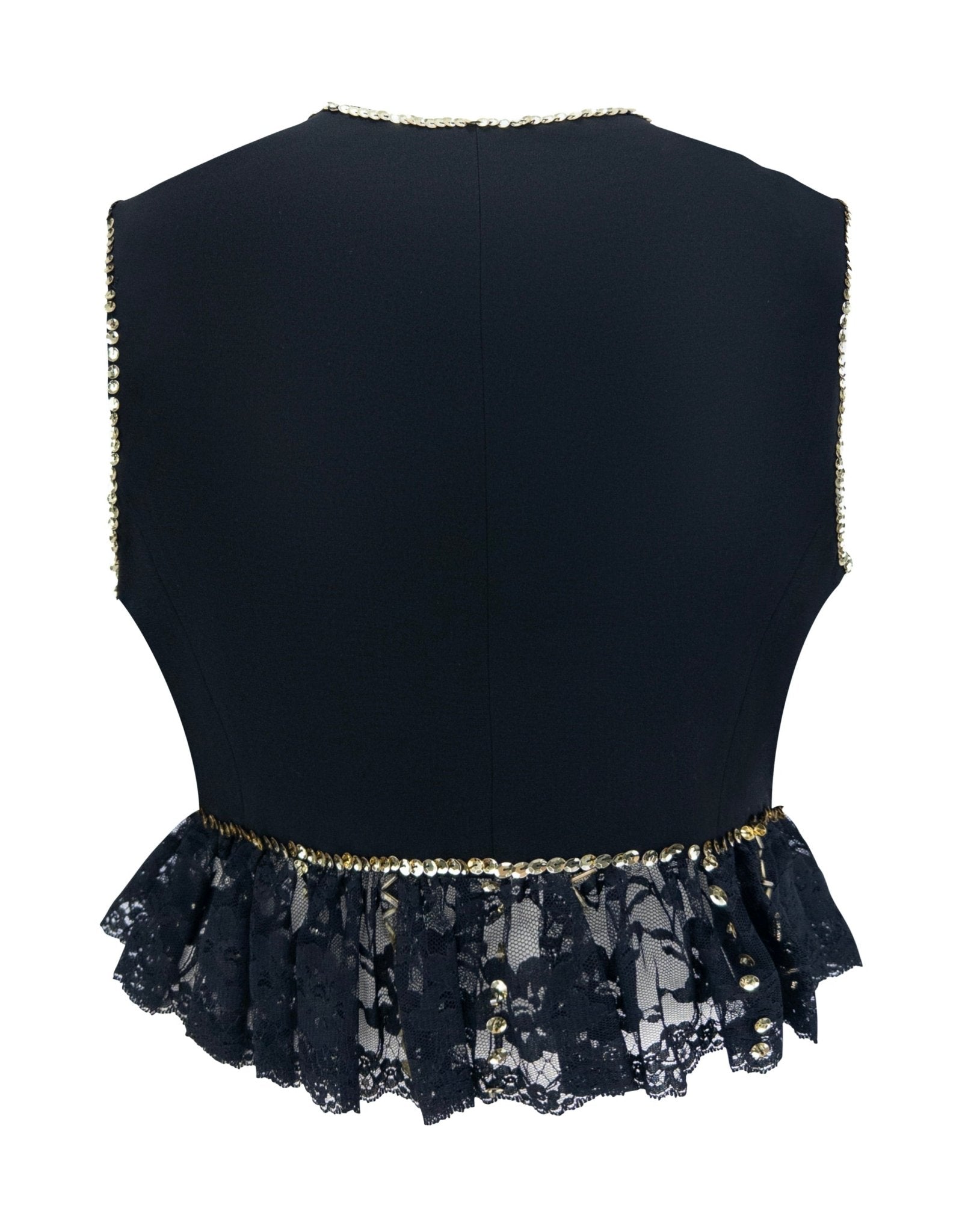 S/S 1993 Dolce & Gabbana Runway Multicolor Beaded Black Cropped Vest Top - RealList