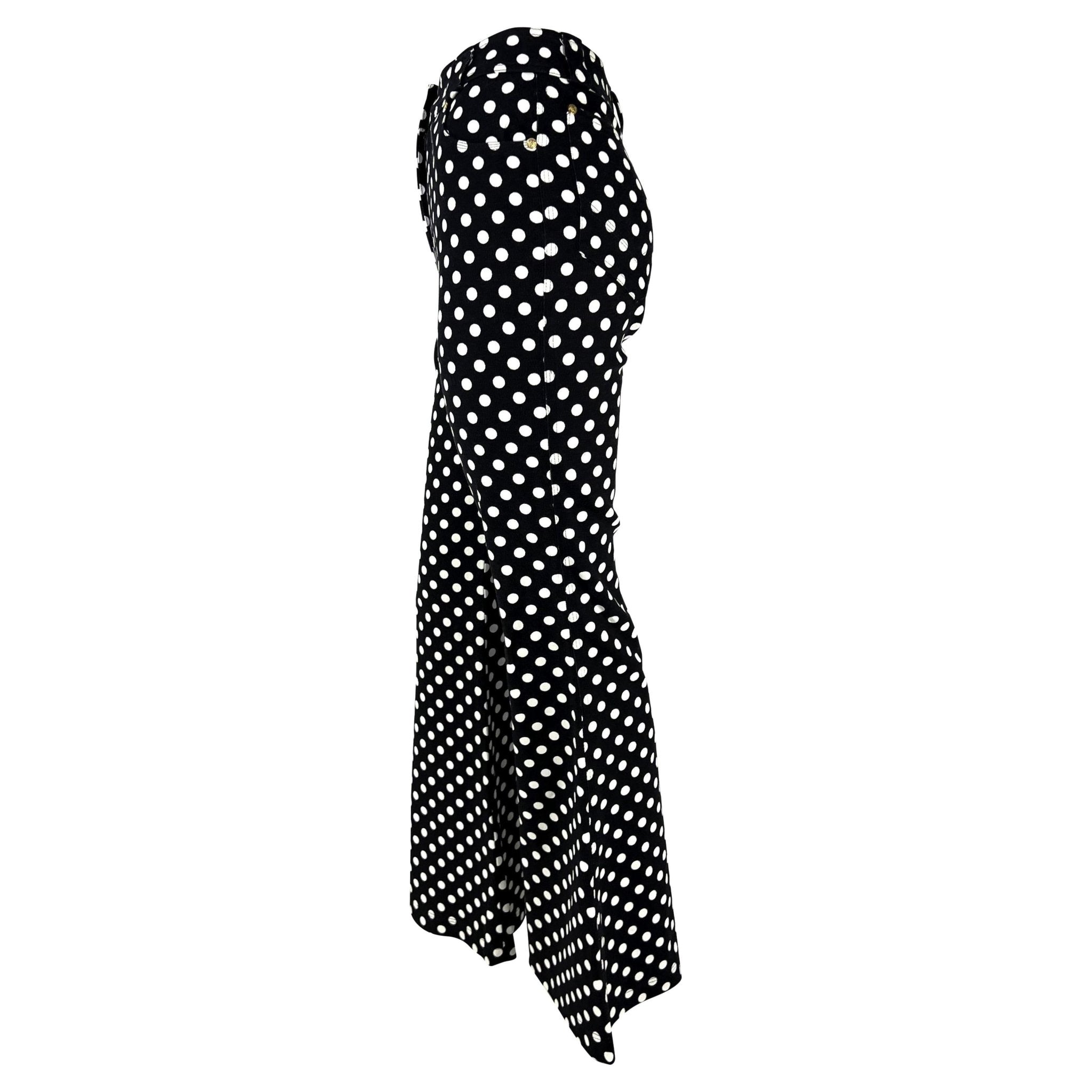 S/S 1993 Gianni Versace Couture Runway Black Polka Dot Flare Bell Bottom Jeans - RealList