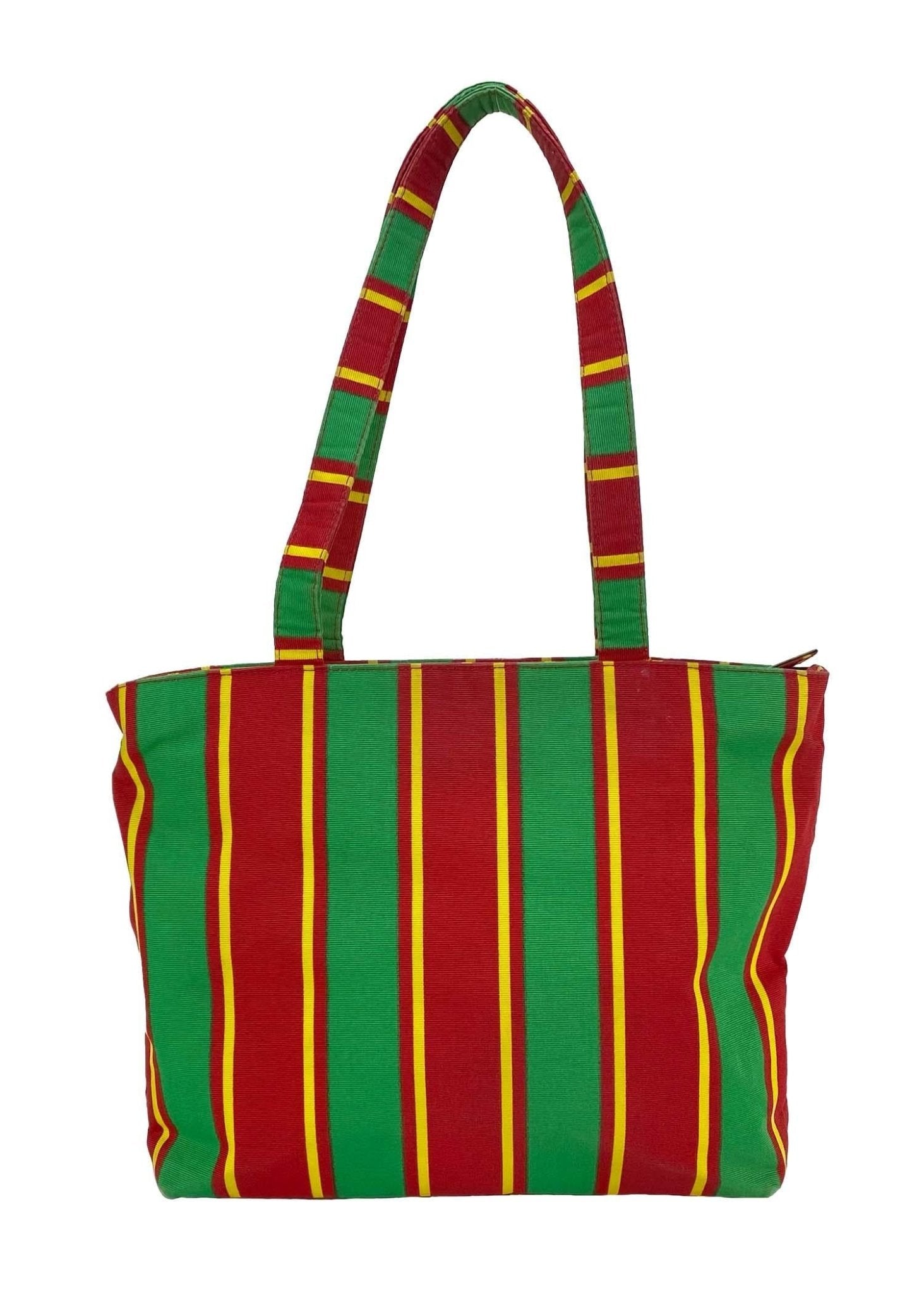 S/S 1993 Gianni Versace Couture Stripped Medusa Medallion Canvas Tote Runway - RealList