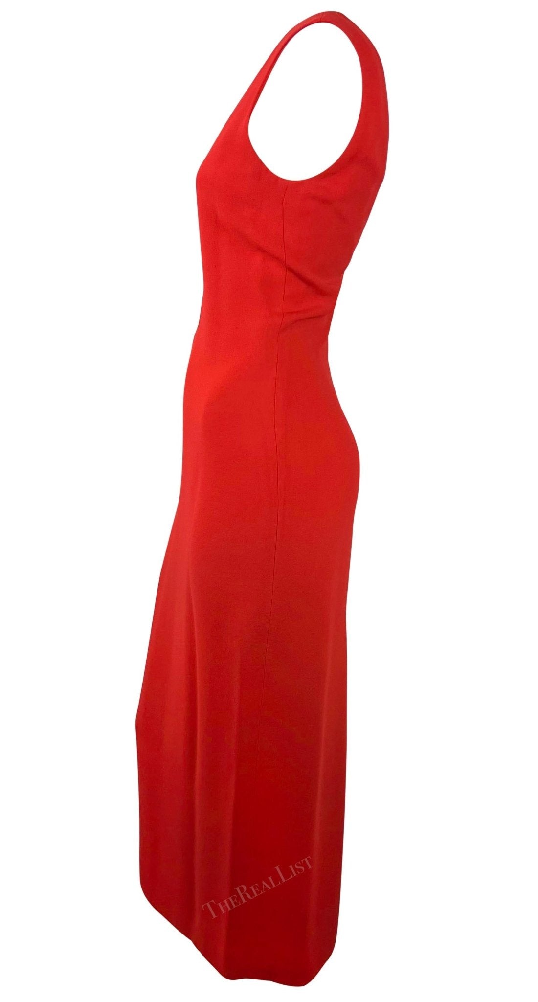 S/S 1993 Gianni Versace Runway Ad Red Plunging Back Sleeveless Dress - RealList